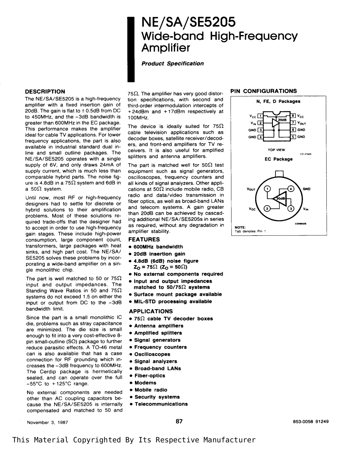 Datasheets NE5205 Datasheet - ManualMachine.com