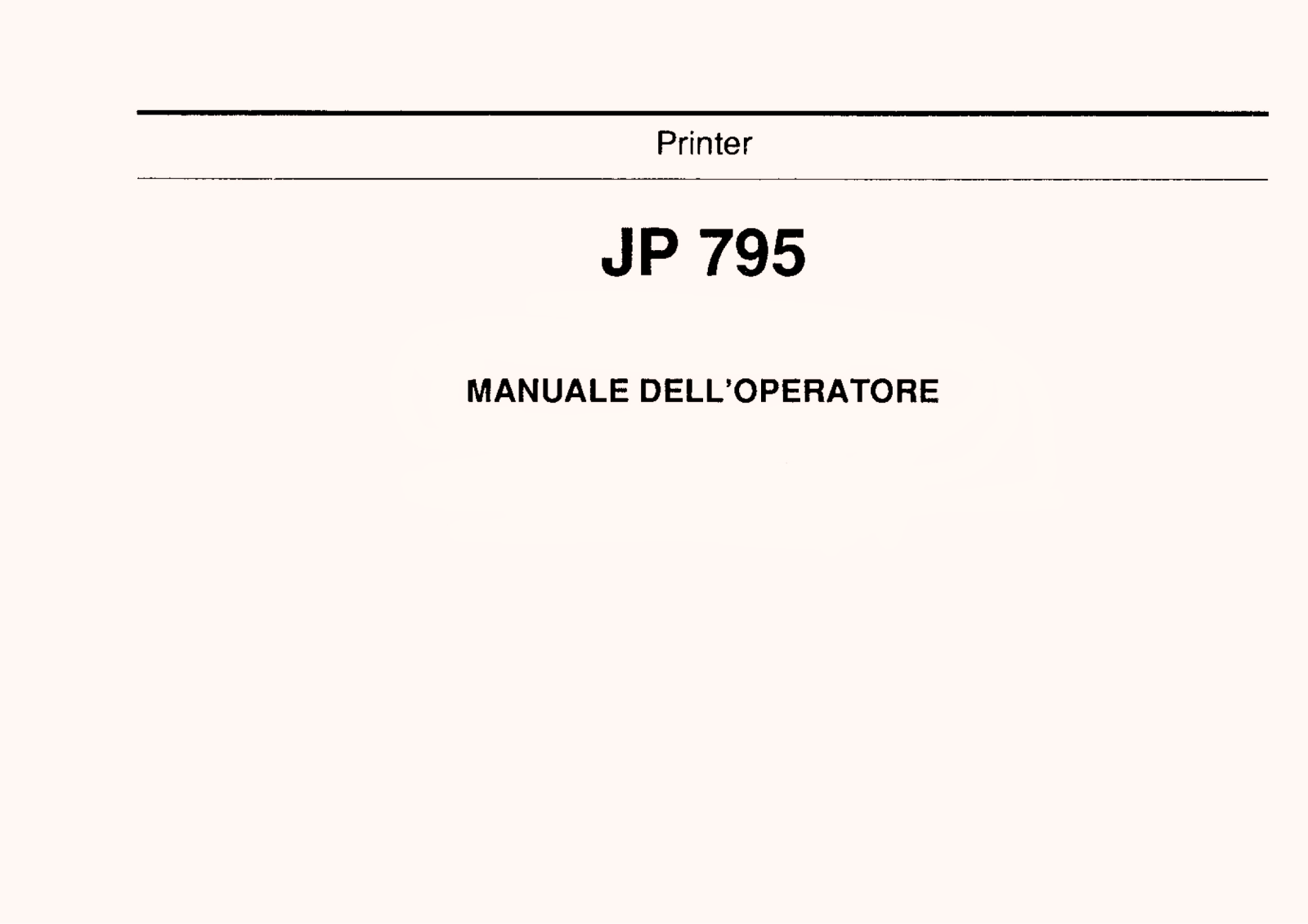 Olivetti JP 795 Operators Manual