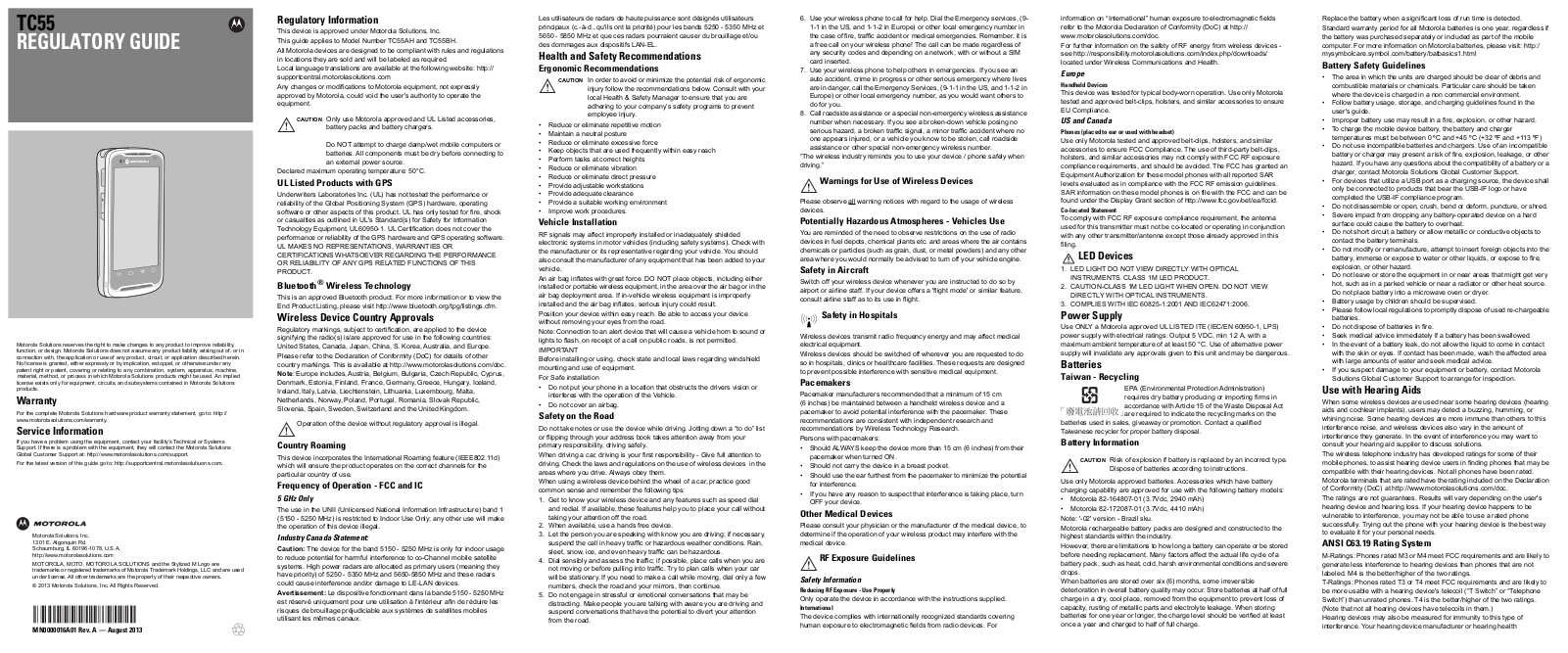 Zebra Technologies TC55AH Users manual