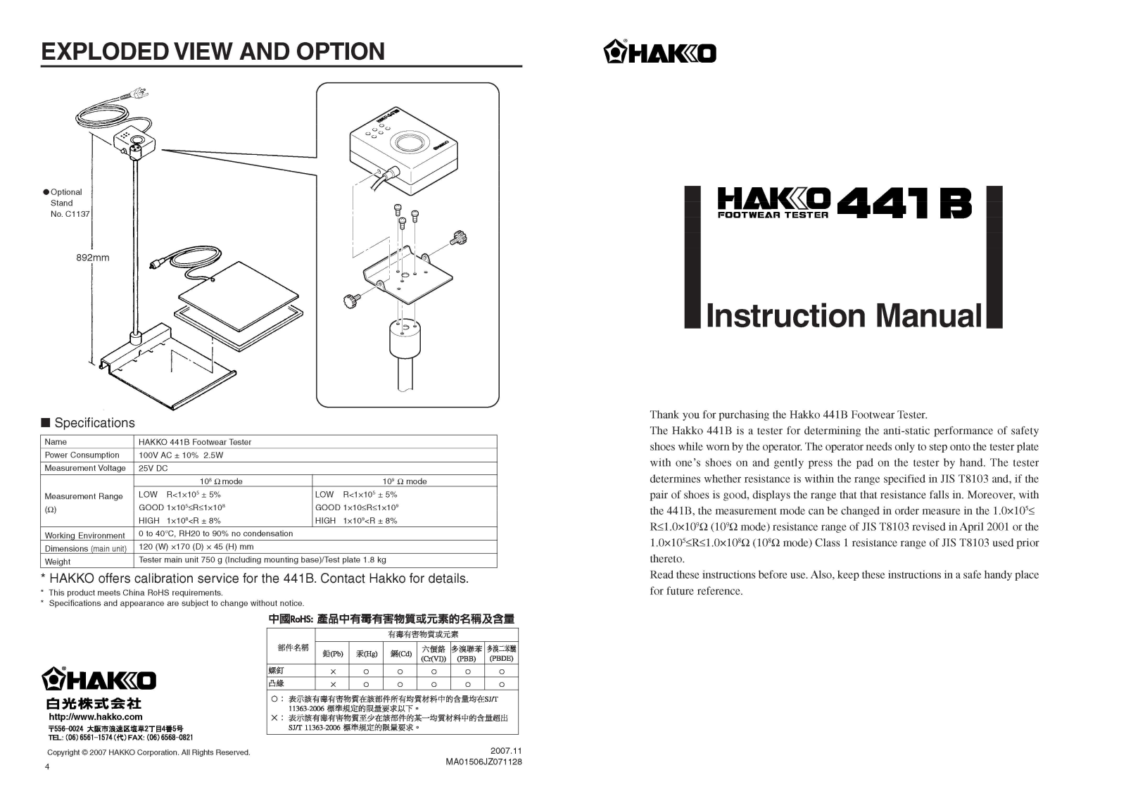 Hakko 441B User Manual