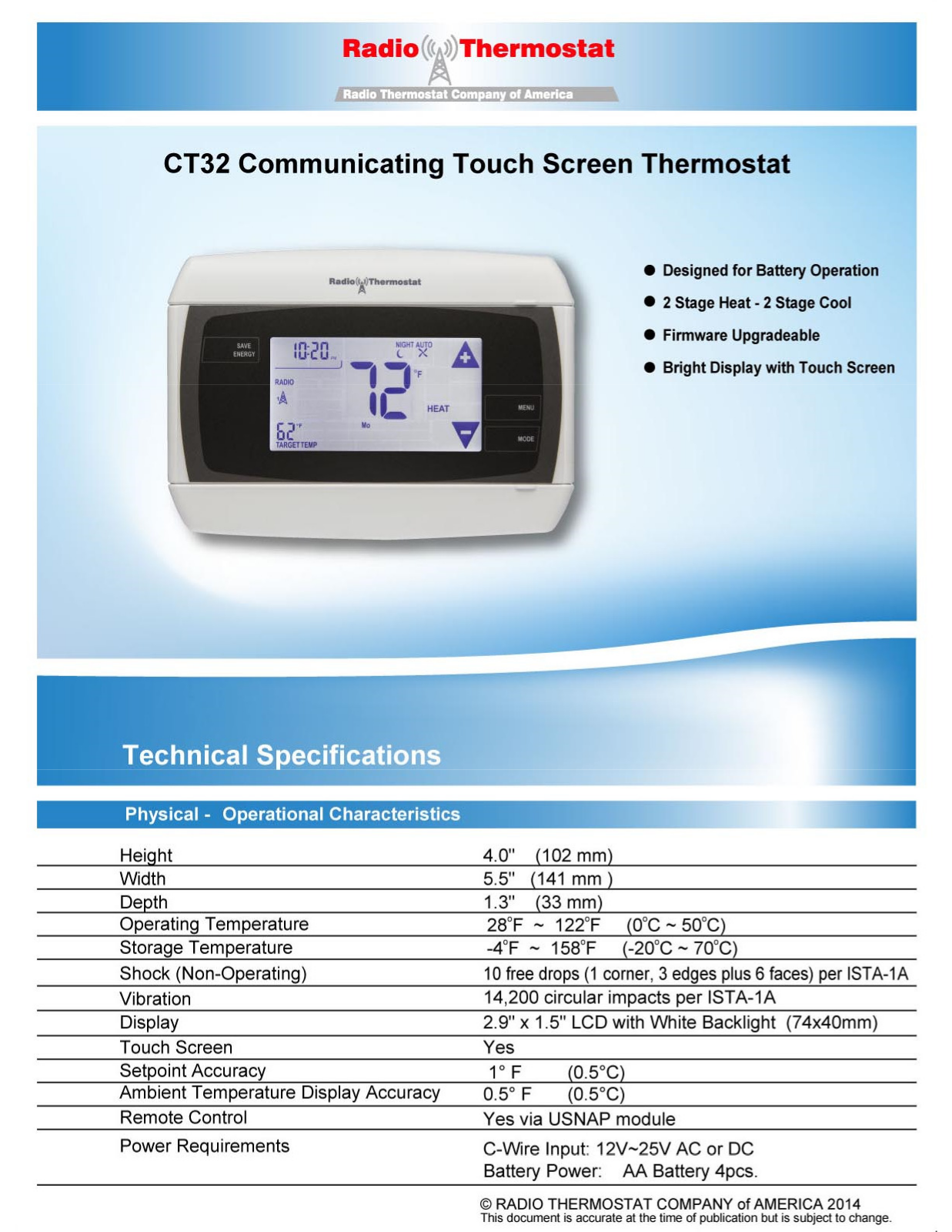 Interlogix 13-CT32 Specsheet