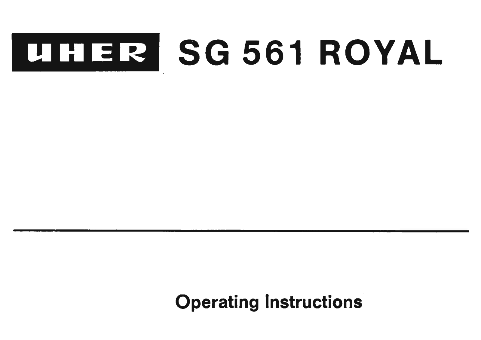 Uher SG-561-Royal Owners Manual