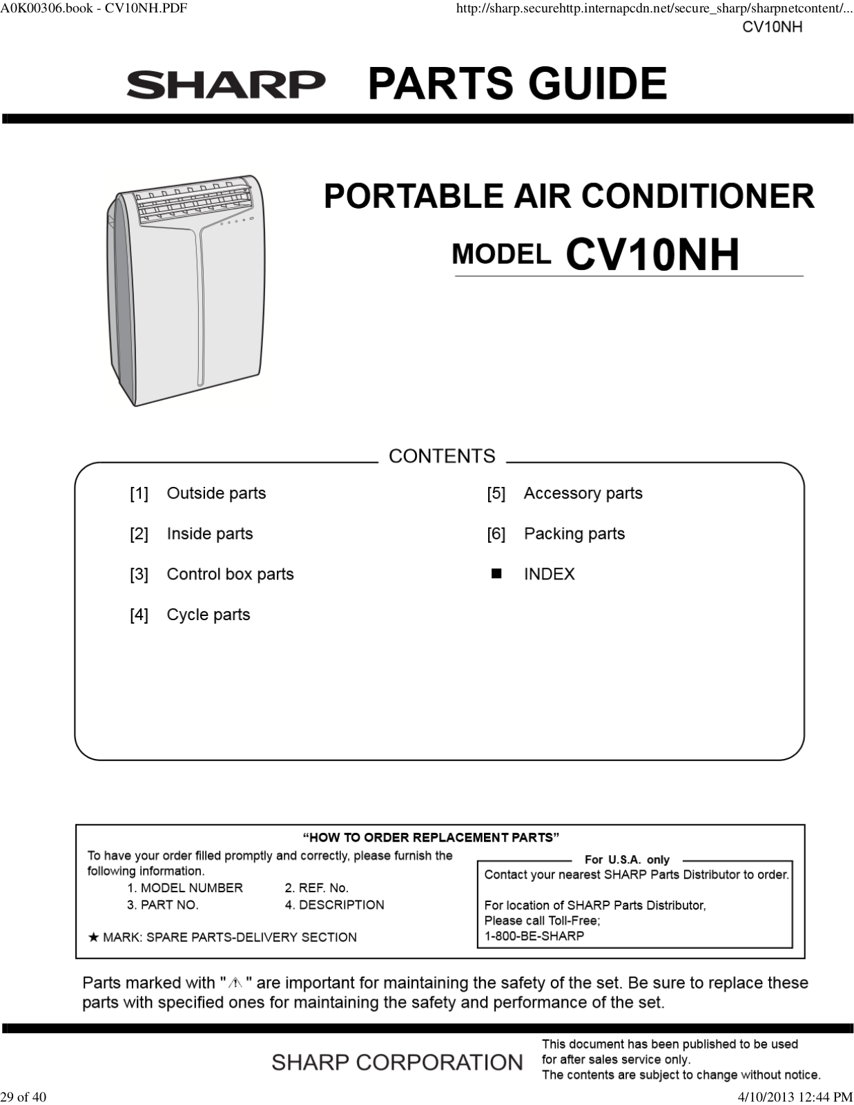 Sharp Cv-10nh Owner's Manual