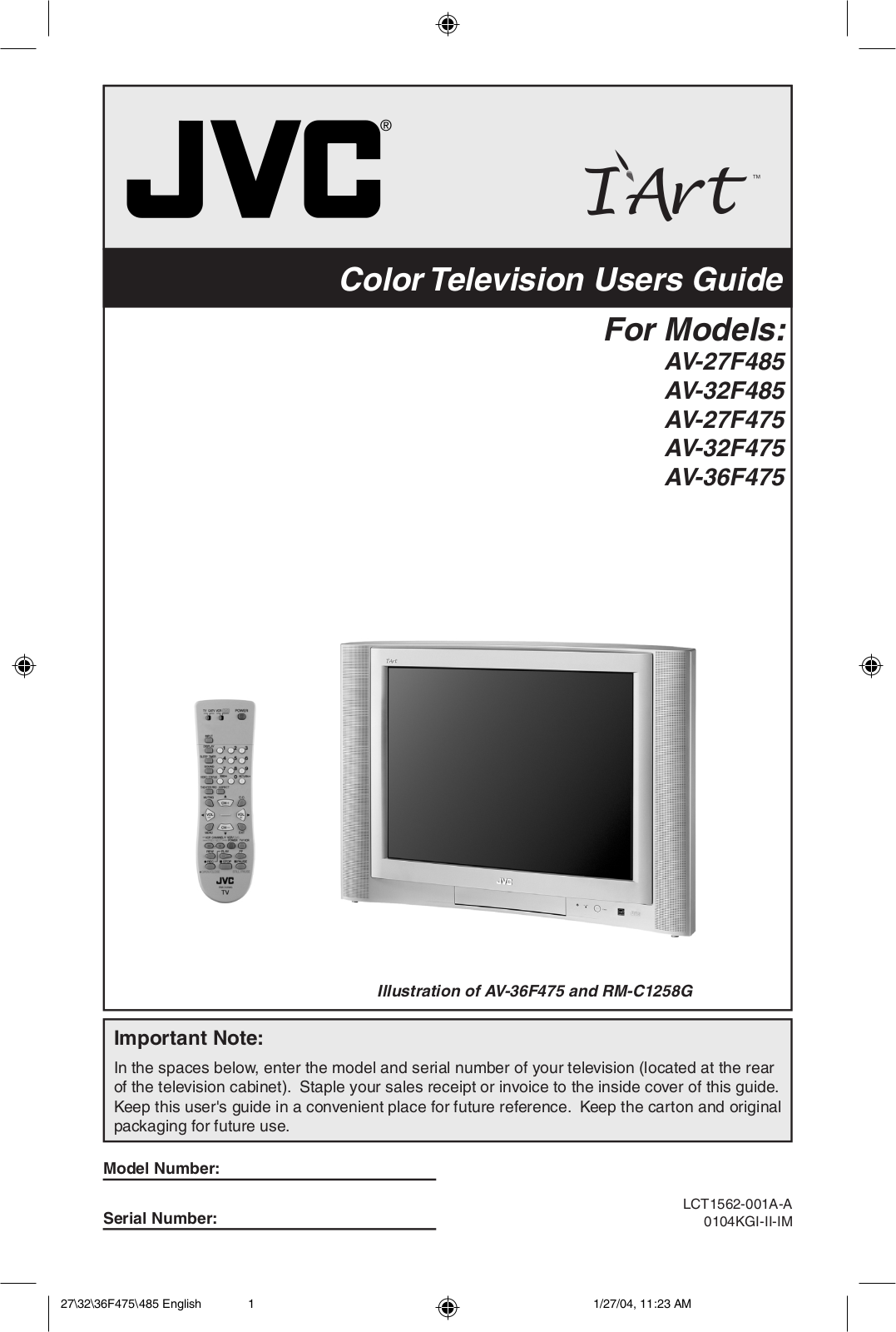 JVC AV 27F485 User Manual