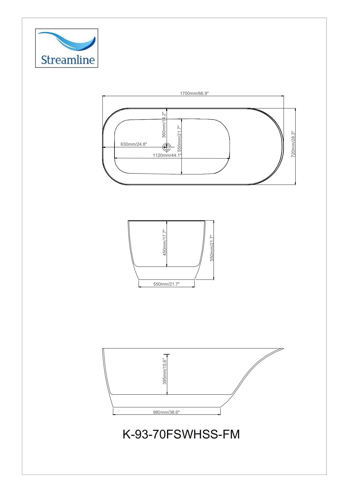 Streamline Bath SLBH2084 Dimensions - ManualMachine.com