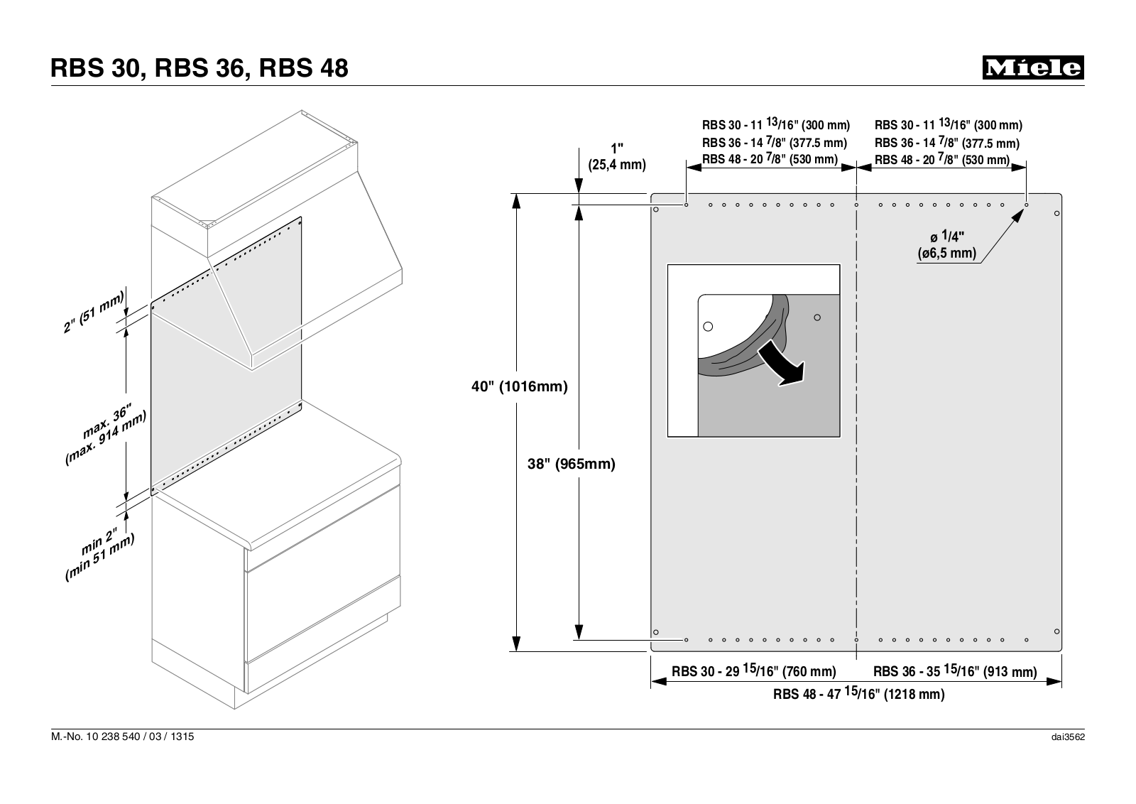 Miele RBS30, RBS36, RBS48 Assembly Guide