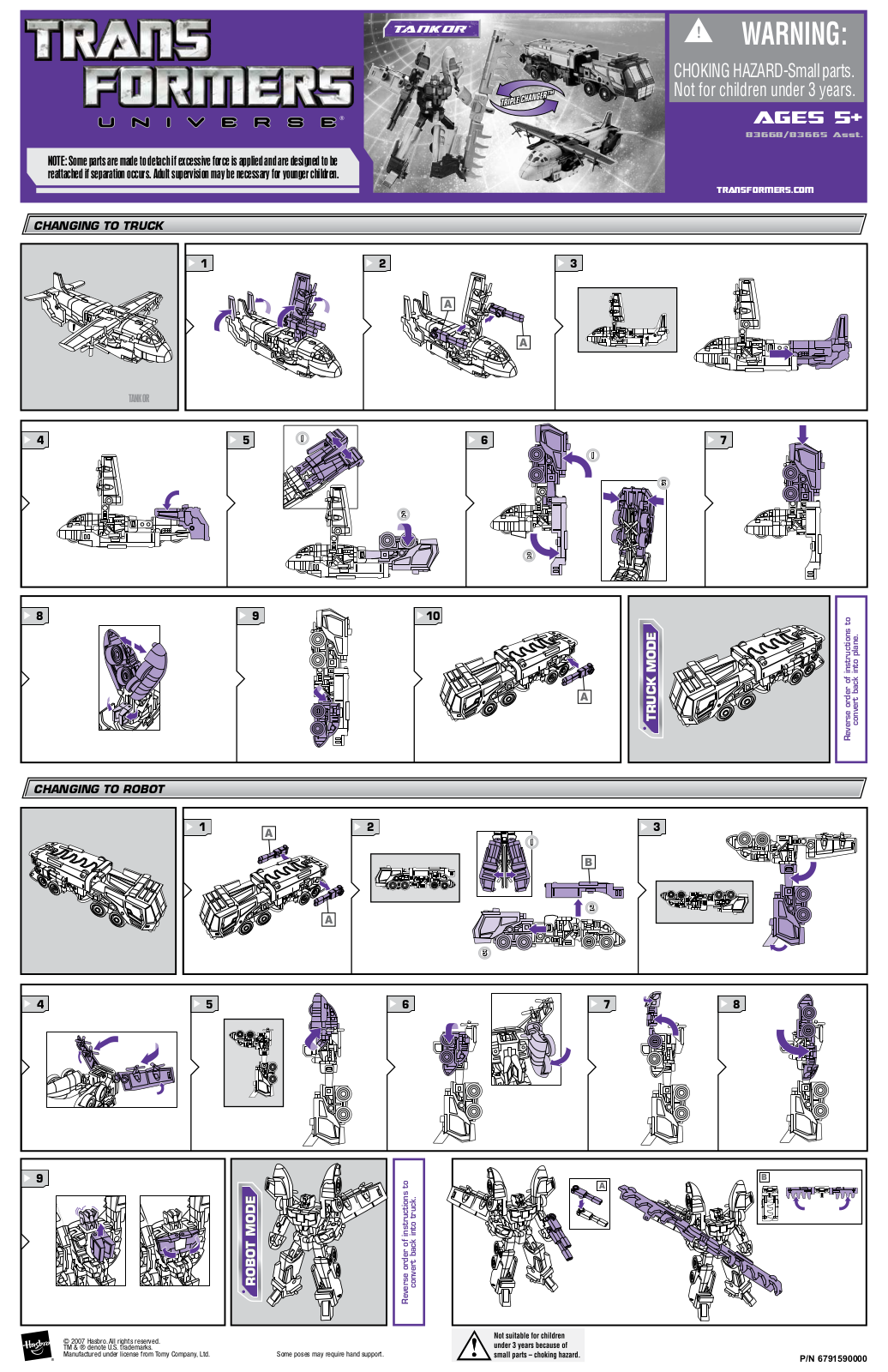 HASBRO Transformers Universe Tankor User Manual