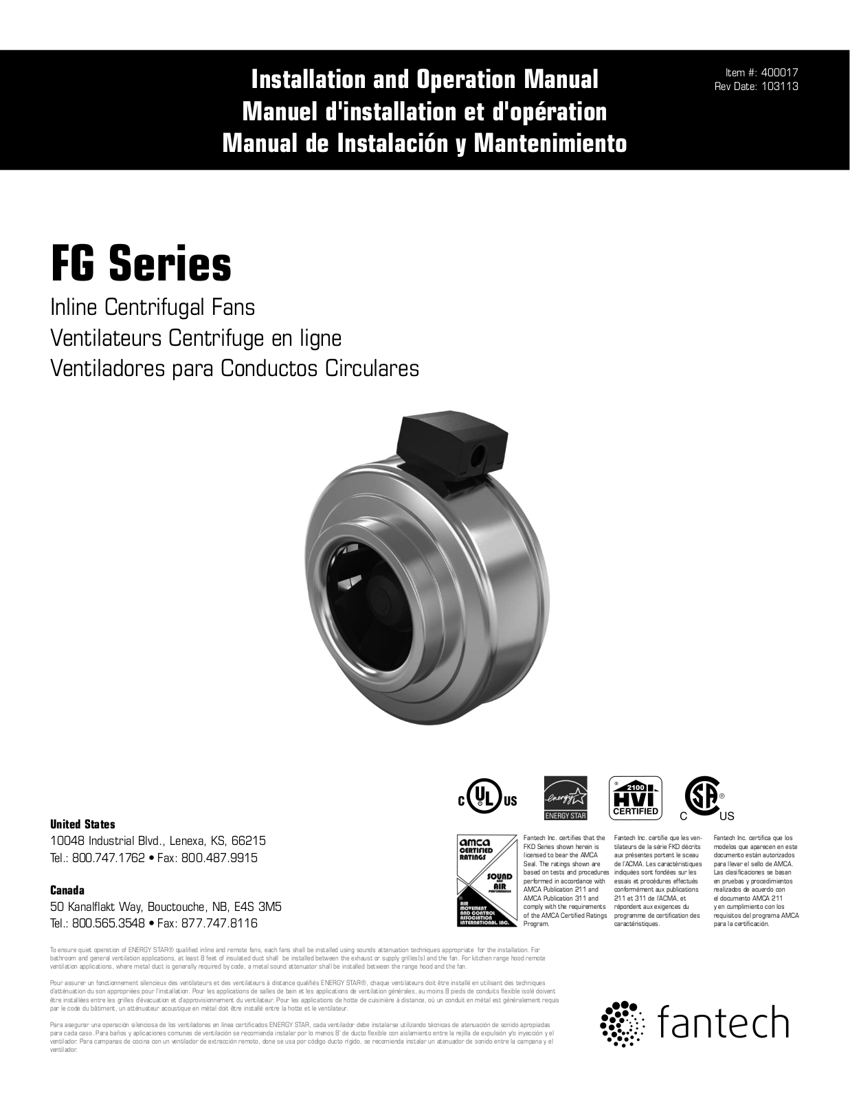 Fantech FG4 User Manual