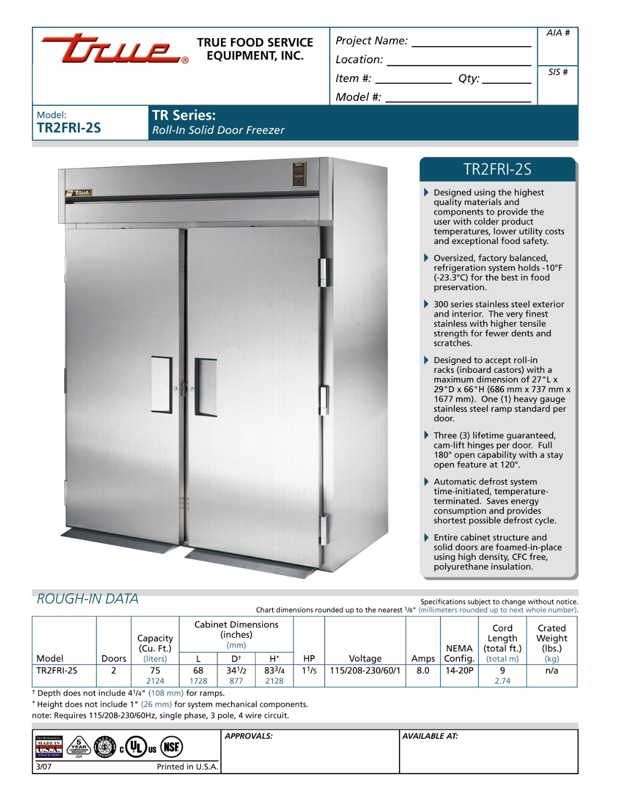 True TR2FRI-2S User Manual