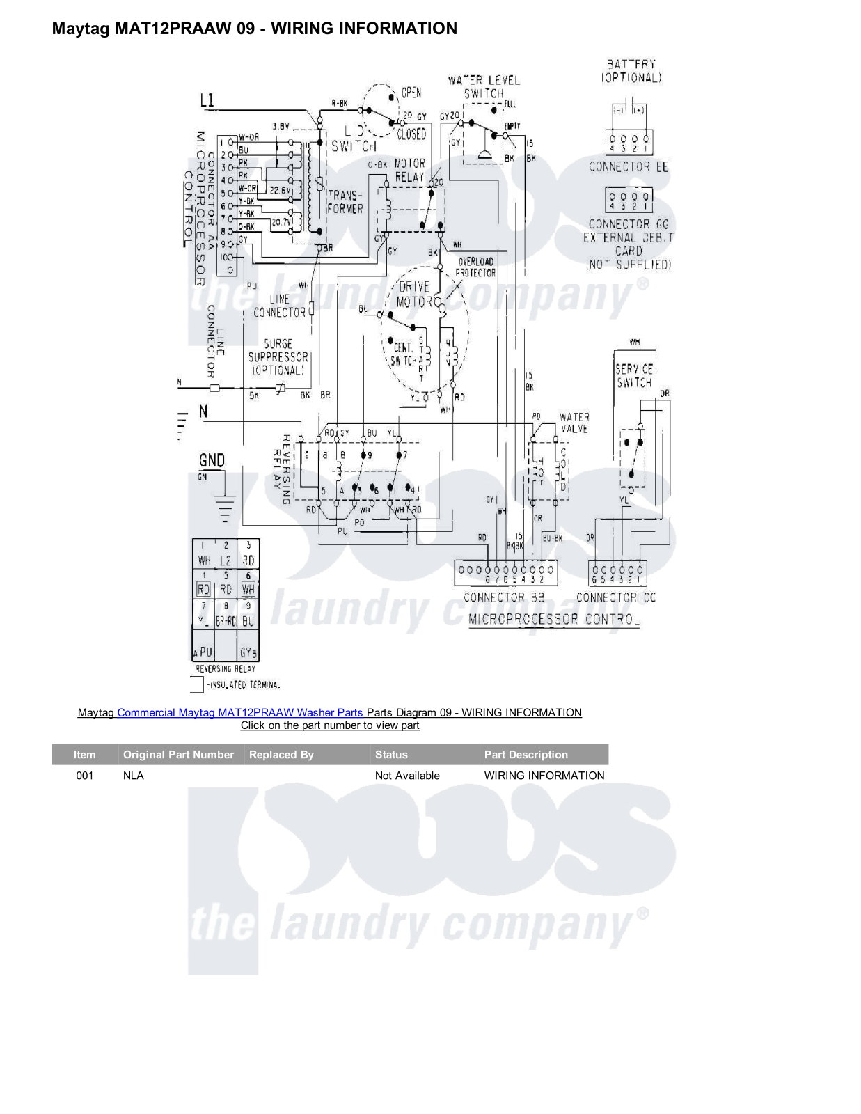 Maytag MAT12PRAAW Parts Diagram