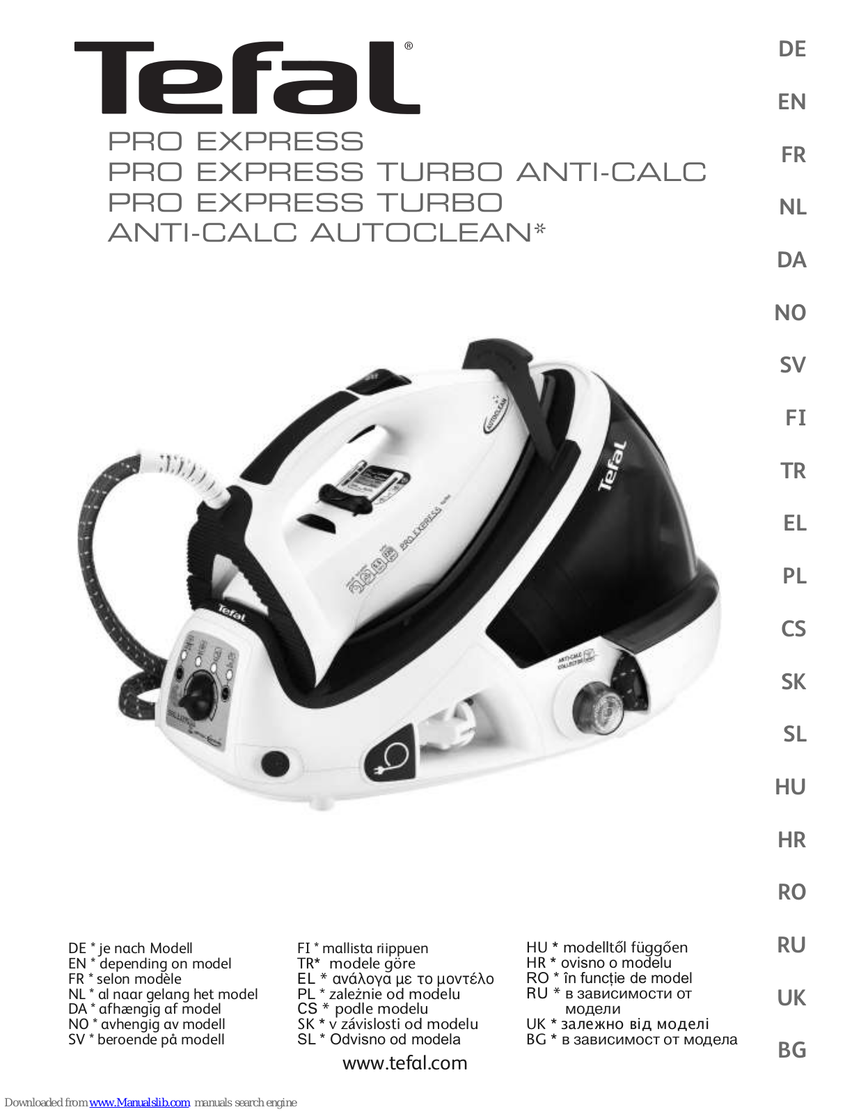 TEFAL Pro Express Turbo Anti-Calc Autoclean, Pro Express Turbo Anti-Calc, Pro Express User Manual