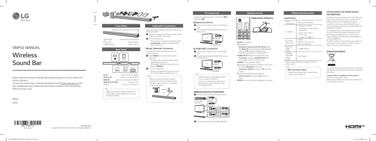 LG SN5R User guide