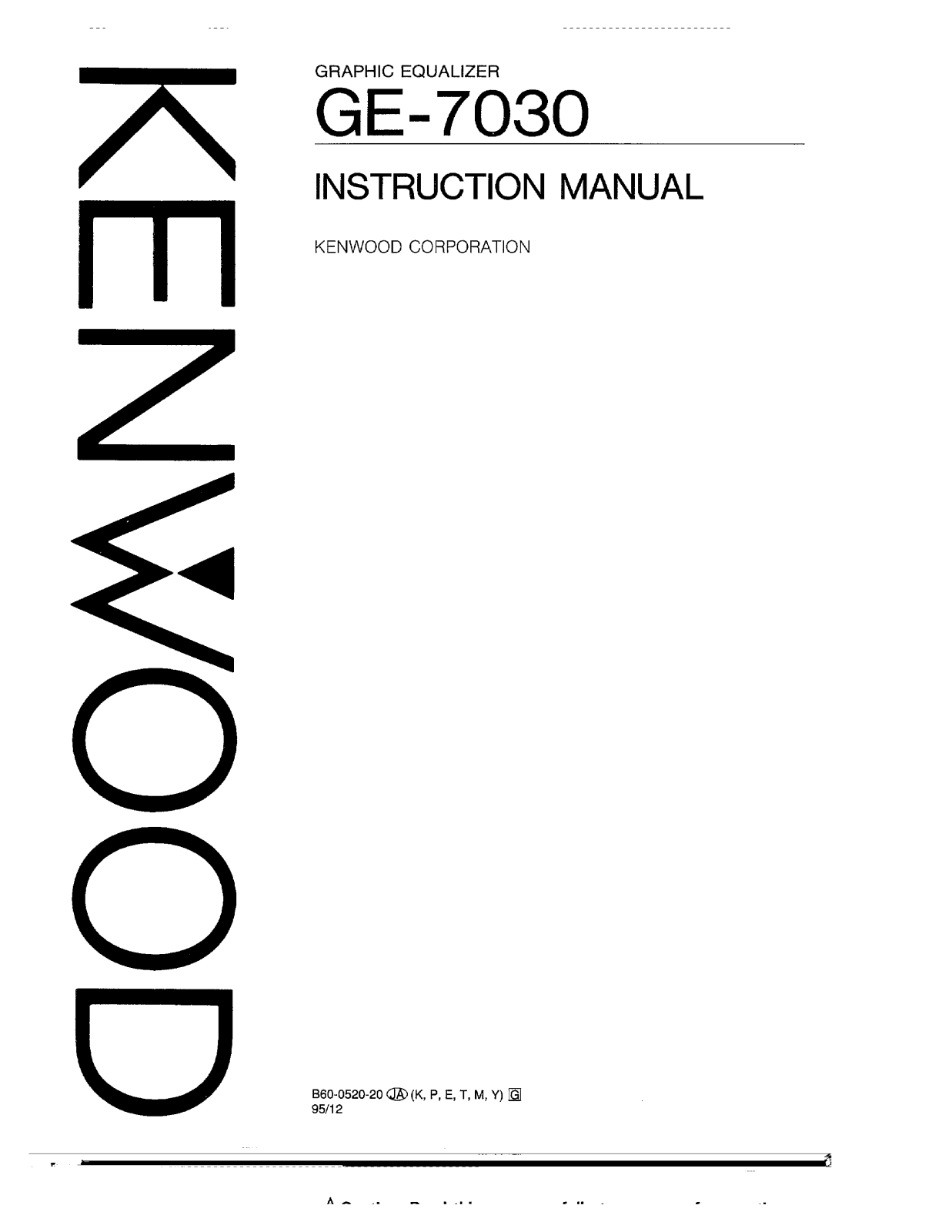 Kenwood GE-7030 Owner's Manual
