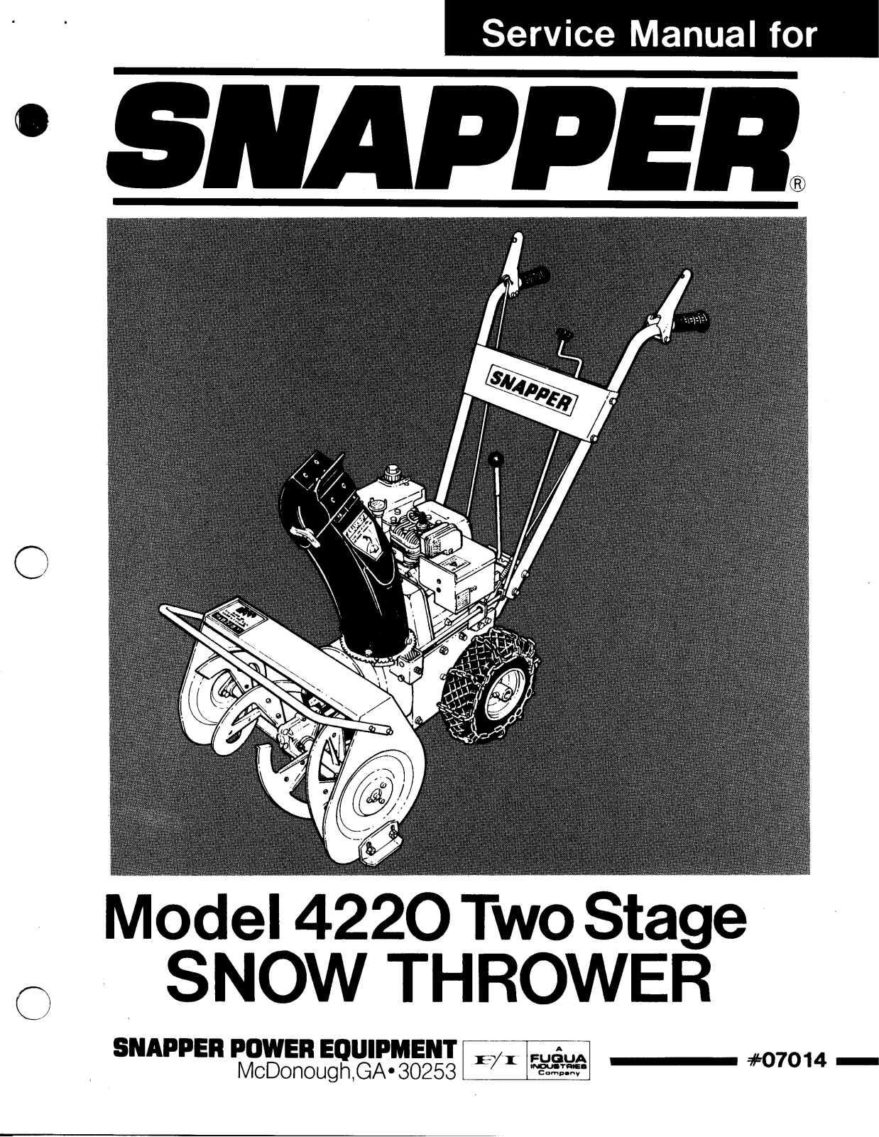 Snapper 4220 User Manual