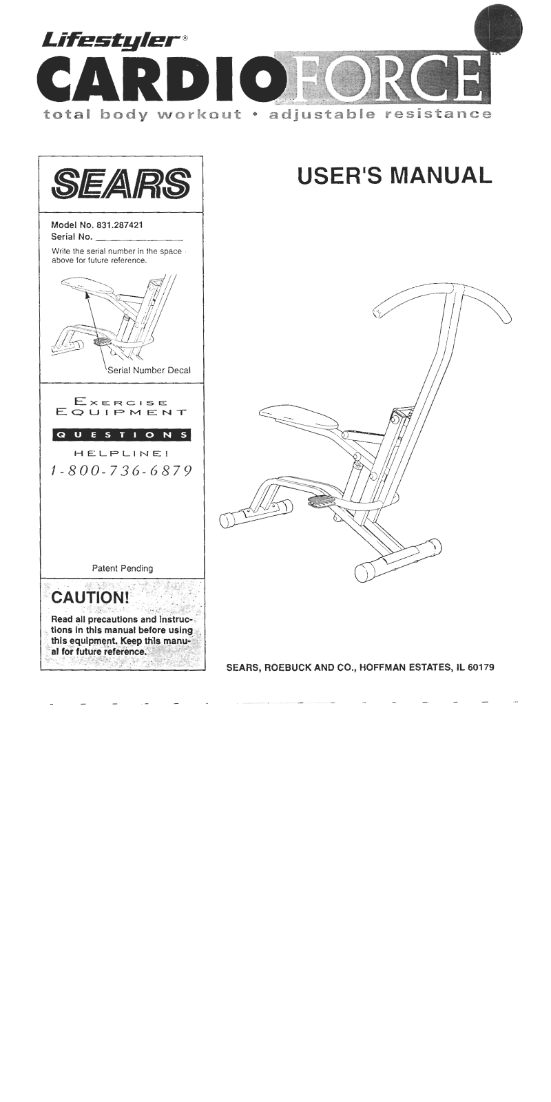 Lifestyler 831.287421 Owner's Manual