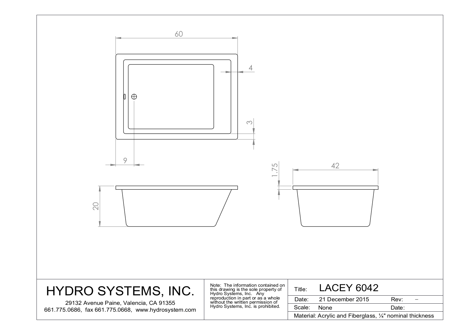 Hydro Systems LACEY 6042 Shematics