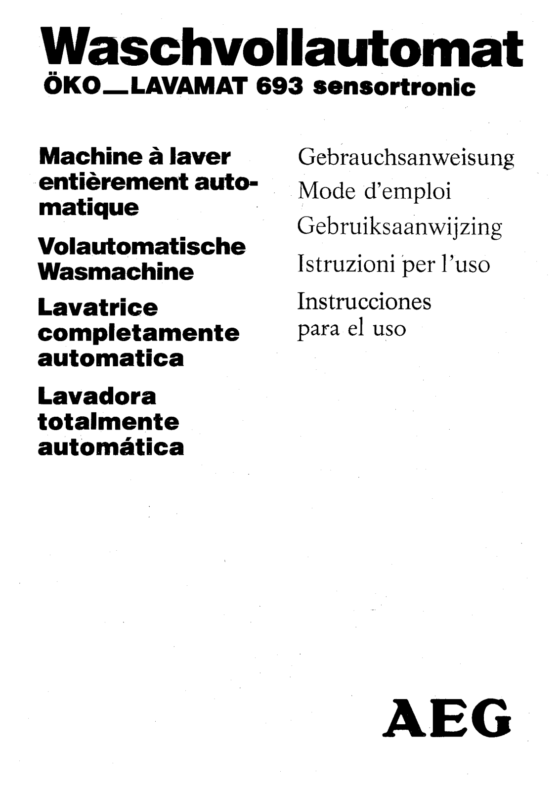 AEG LAVAMAT 693W User Manual