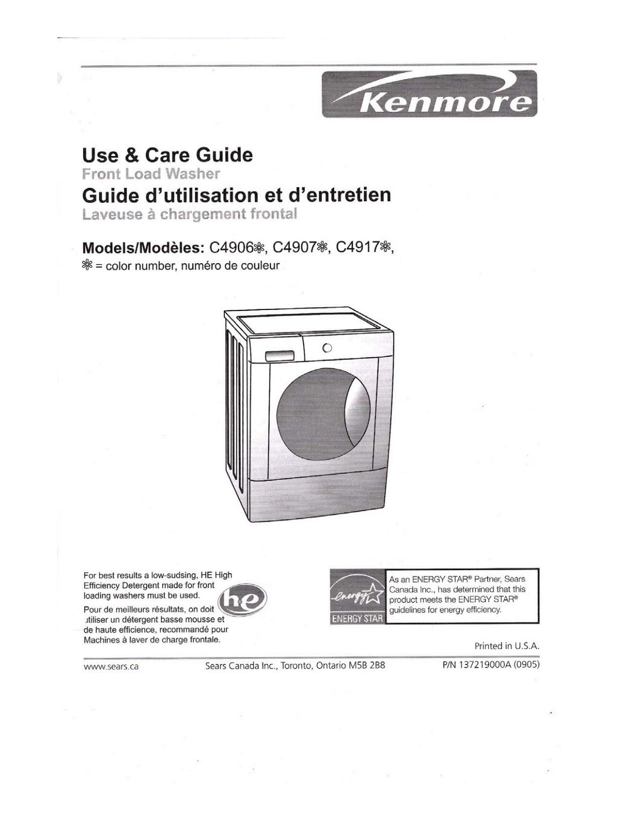 Kenmore C4907, C4906, C4917 Manual