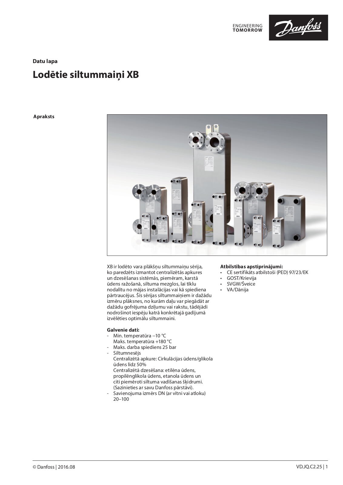 Danfoss Lodētie siltummaiņi XB Data sheet