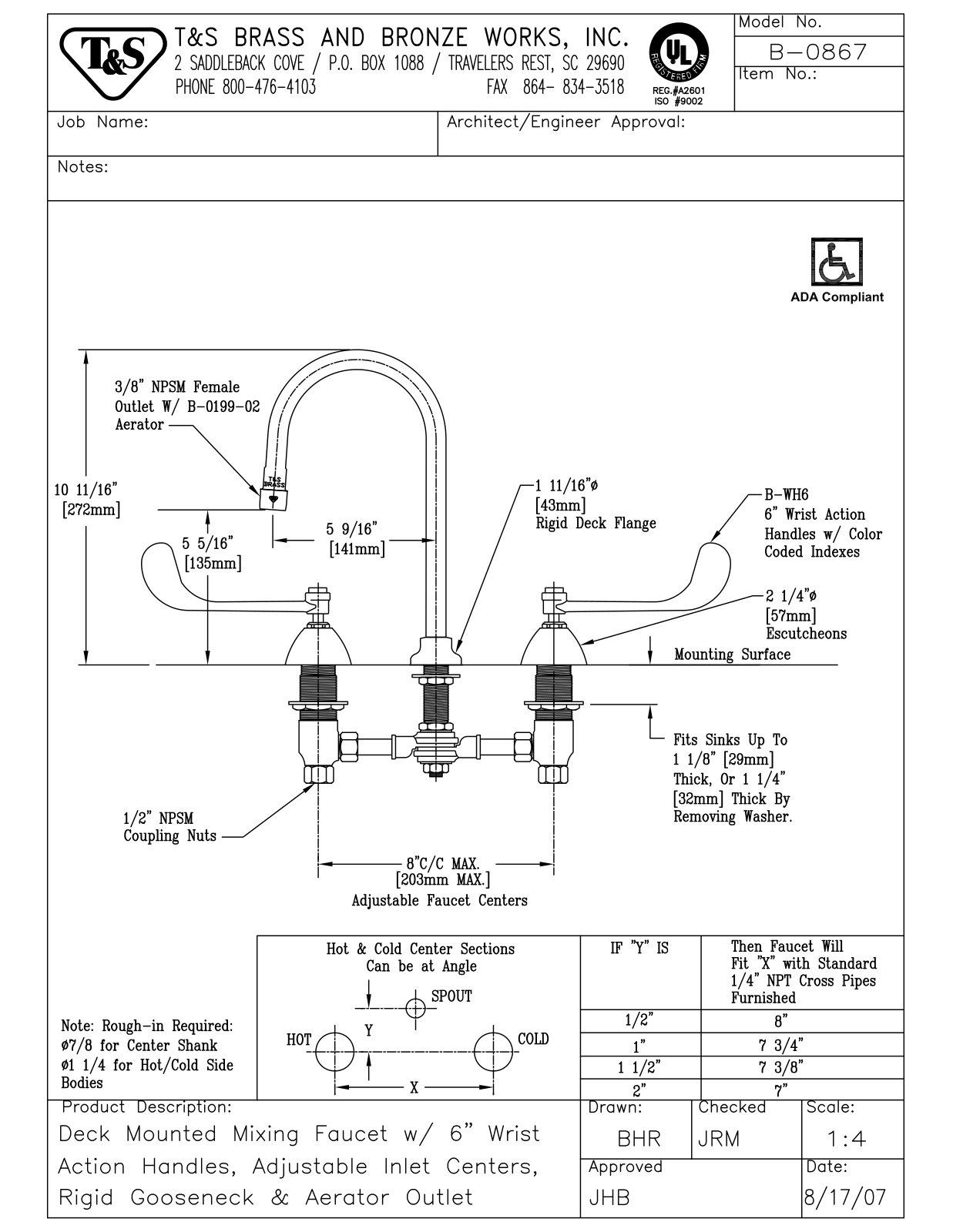 T & S Brass & Bronze Works B-0867 General Manual