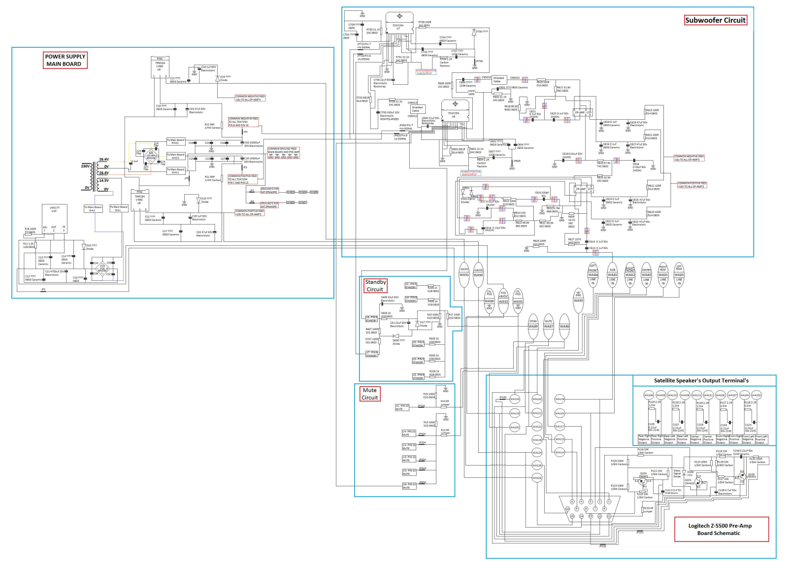 logitech z-5500 Schematics