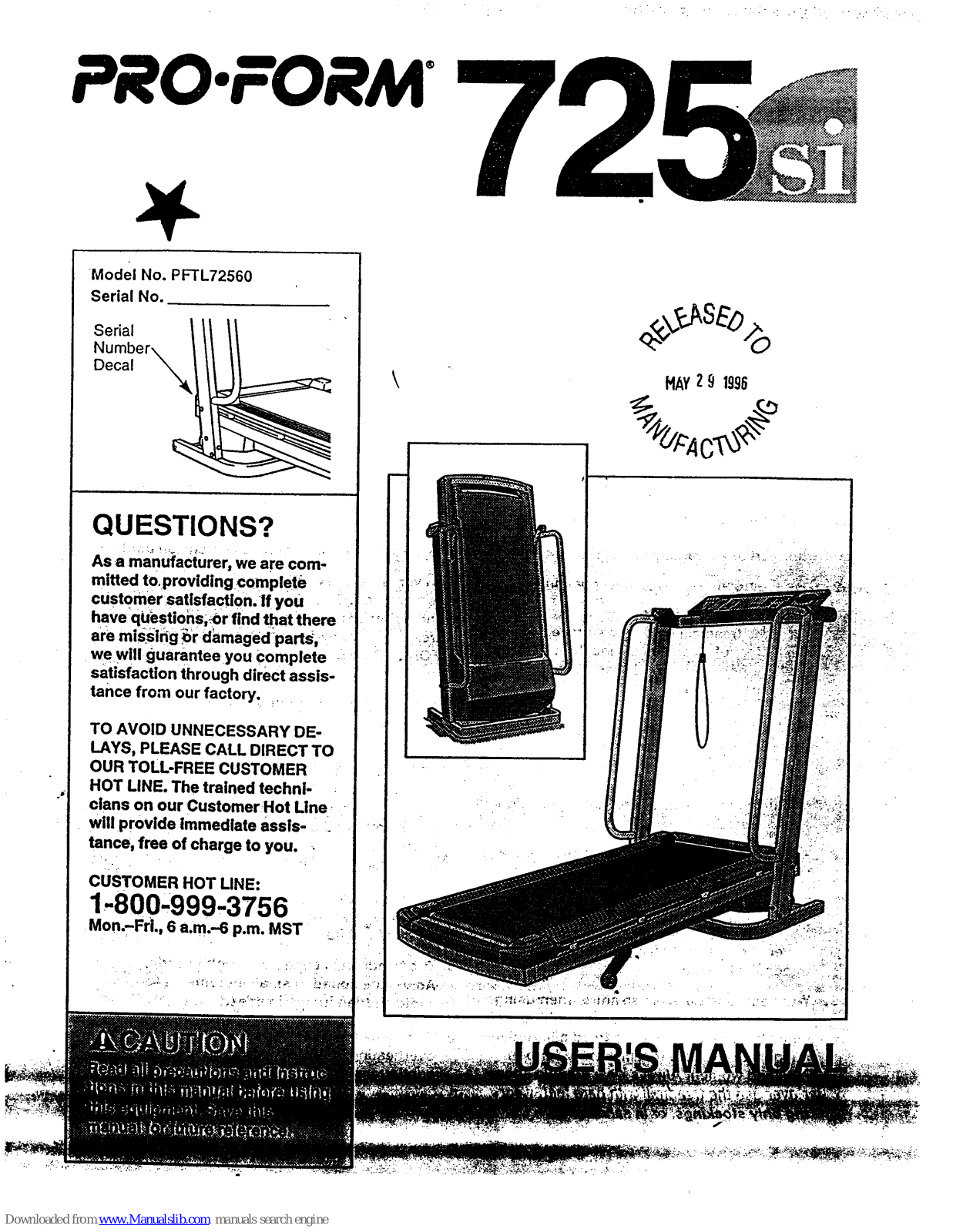 Pro-Form 725si, PFTL72560 User Manual