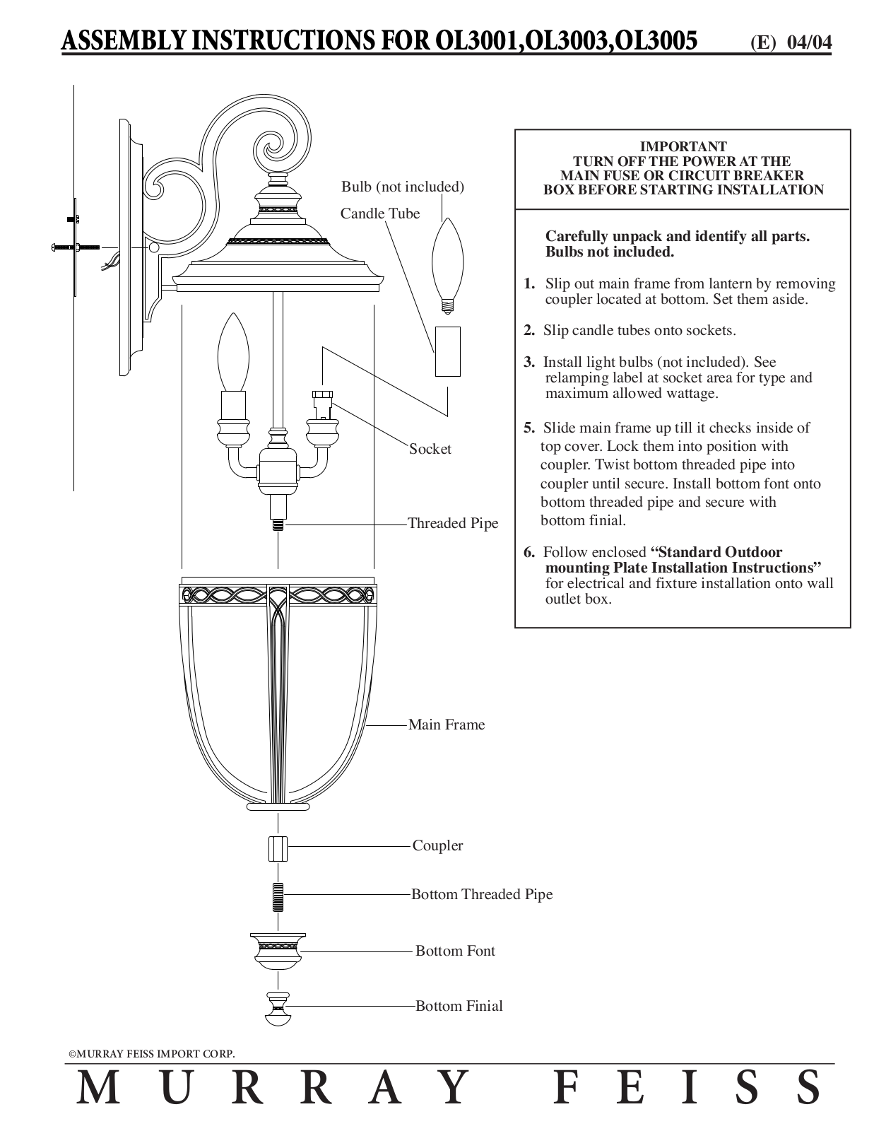 Feiss OL3005 User Manual