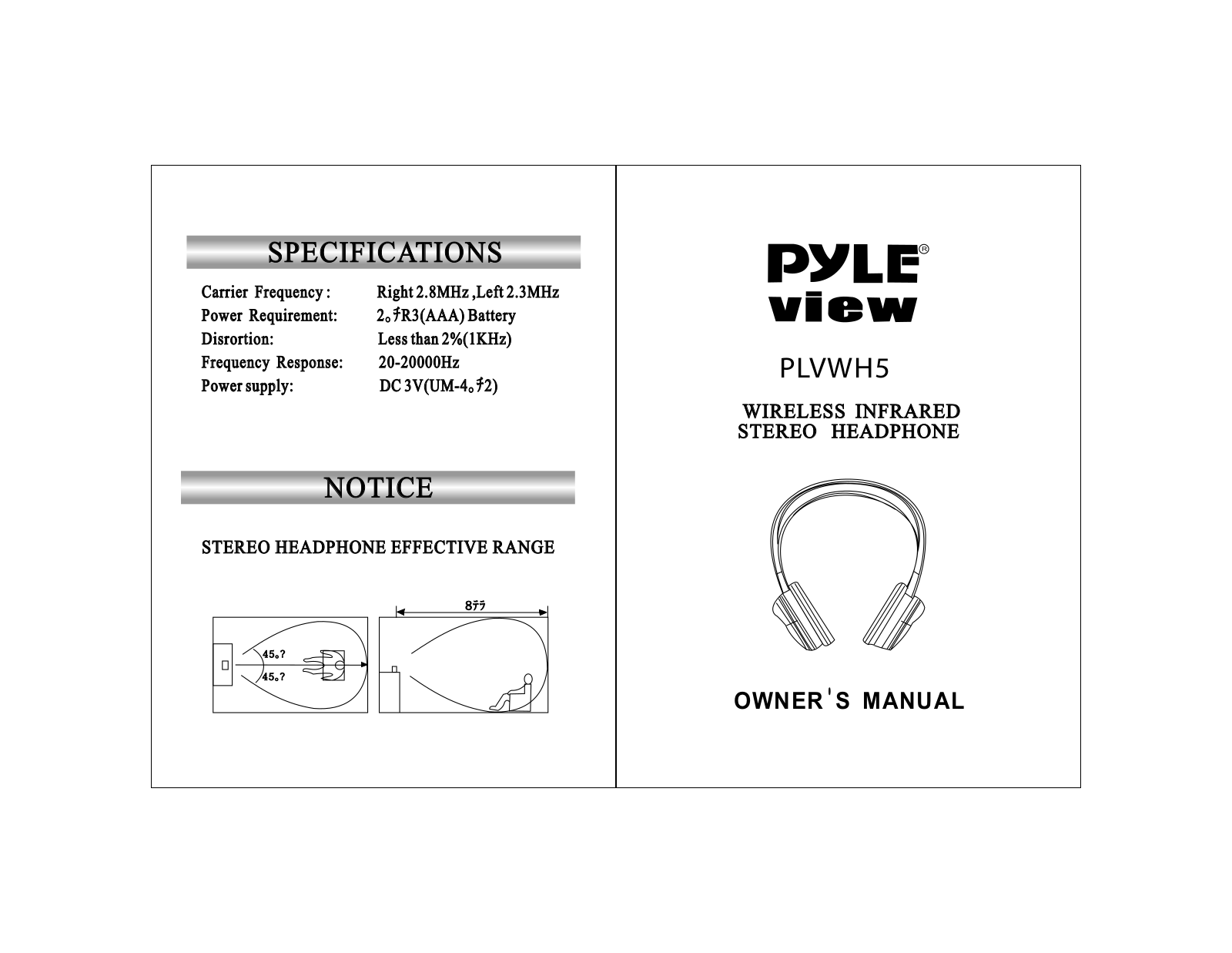 Pyle PLVWH-5 Owners manual