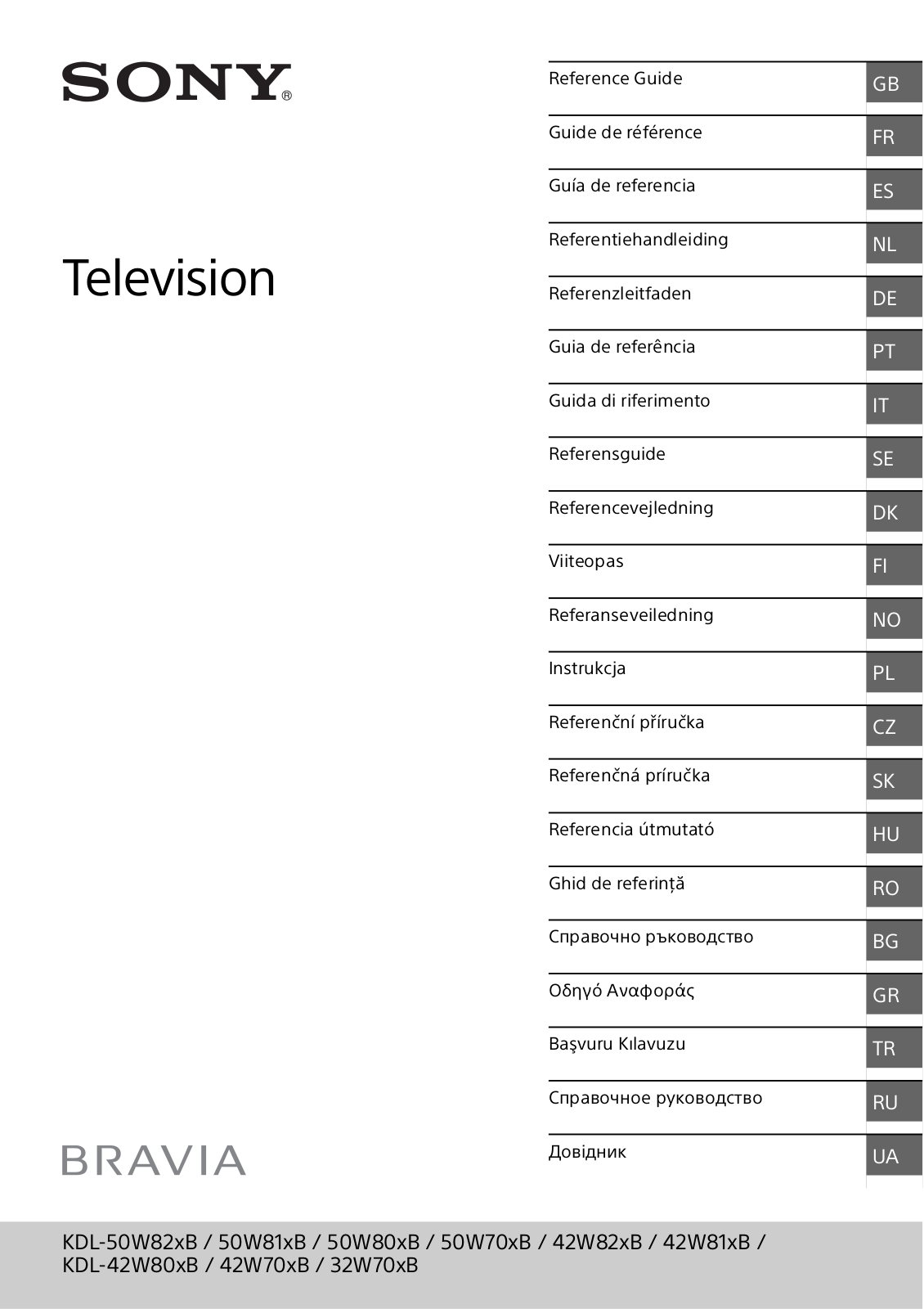 Sony KDL-50W815B, KDL-50W705B Operating Instructions