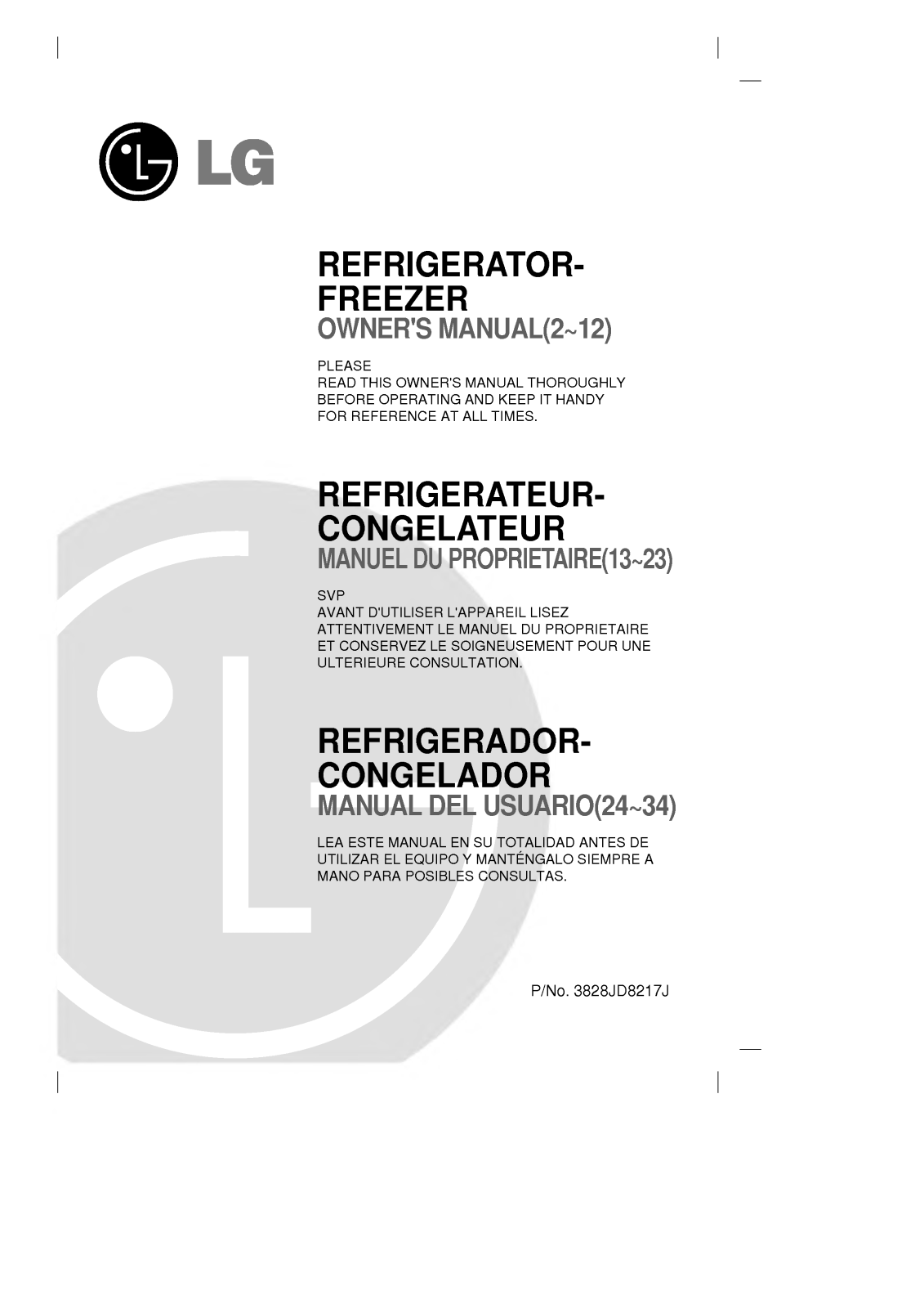 LG GR-432SSF User Manual