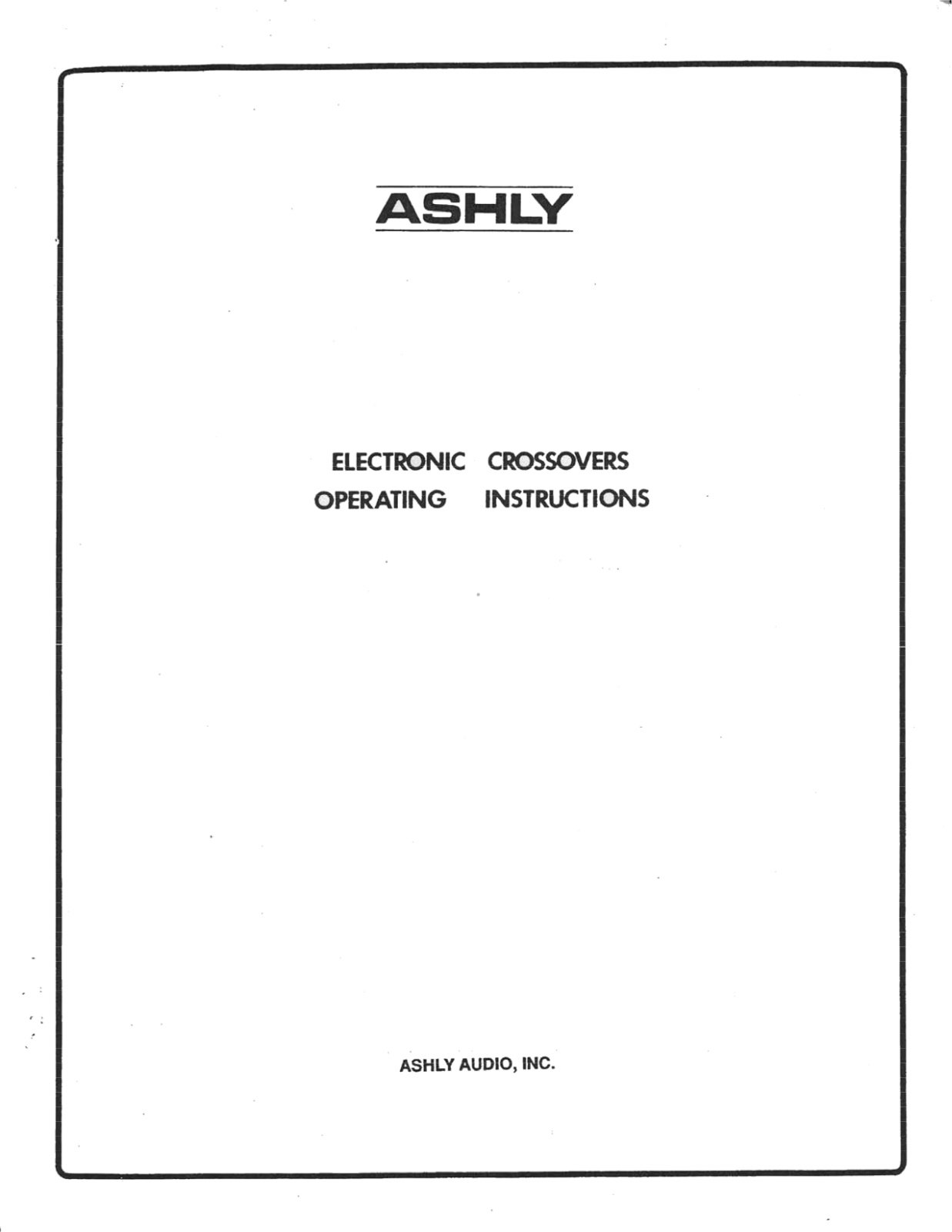 Ashly Electronic Amplifier User Manual