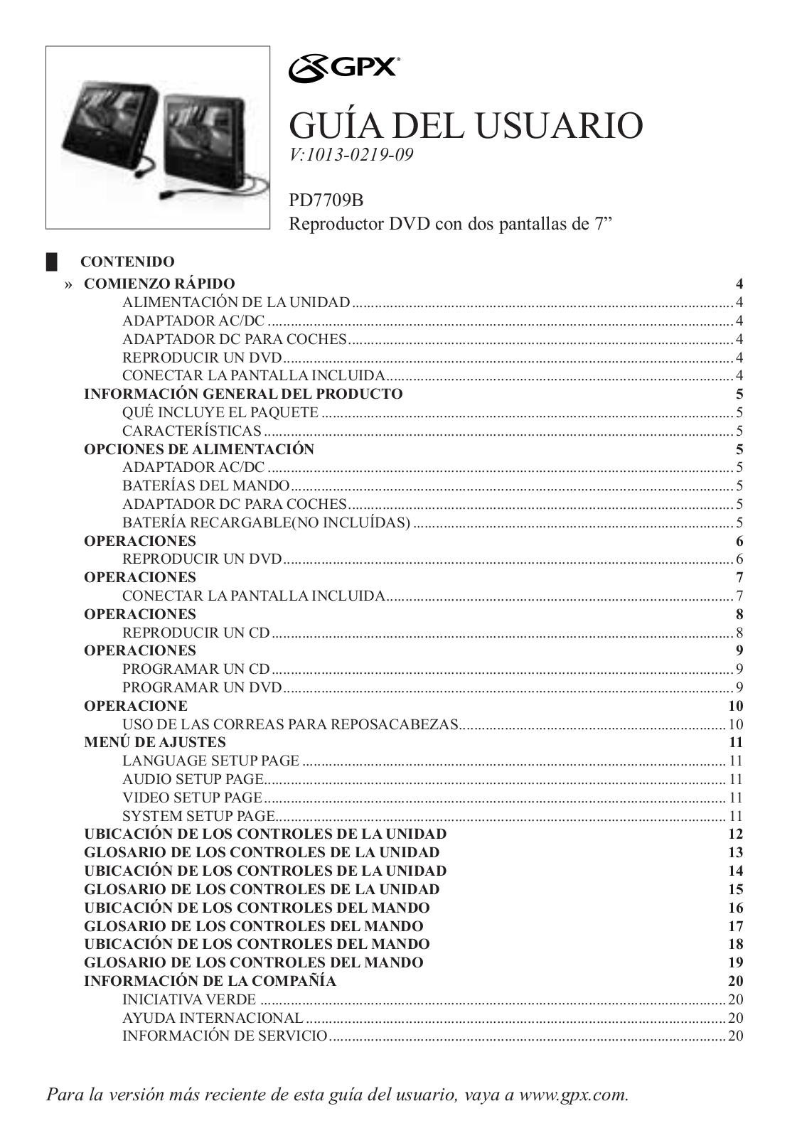 GPX PD7709 Owner's Manual