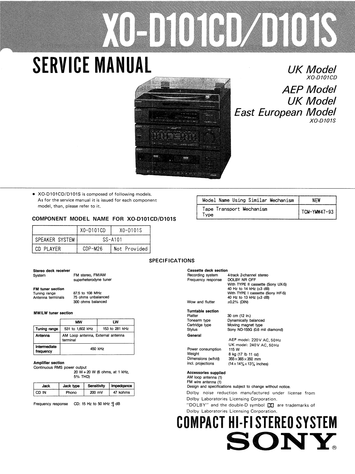 Sony XOD-101-CD Service manual
