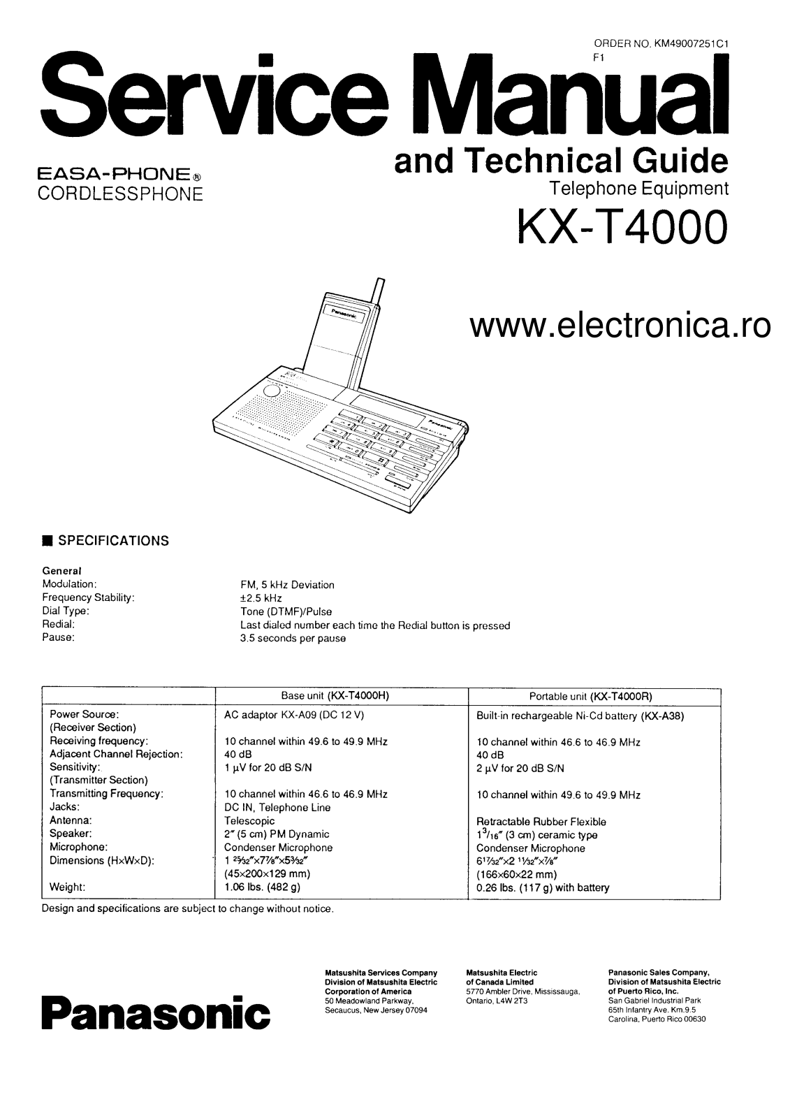 Panasonic KX-T4000 Service Manual