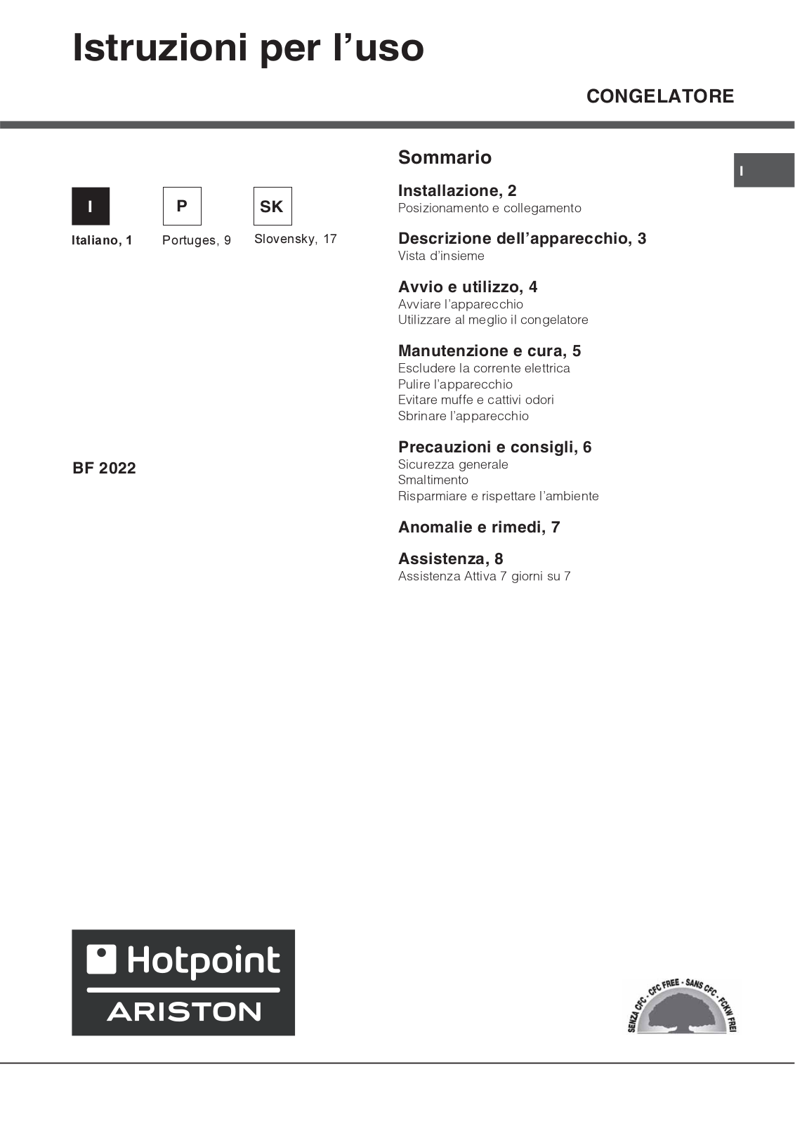 Hotpoint Ariston BF 2022 User Manual