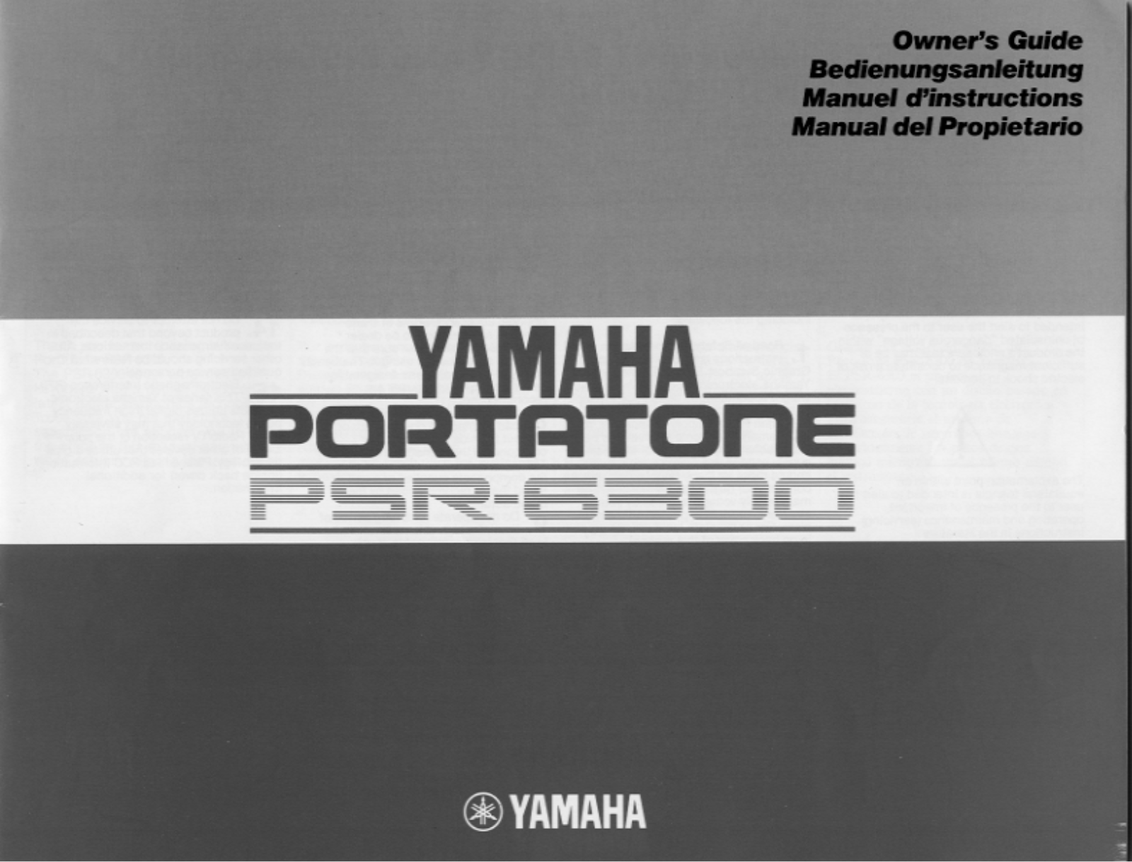 Yamaha PSR-6300E1 User Manual