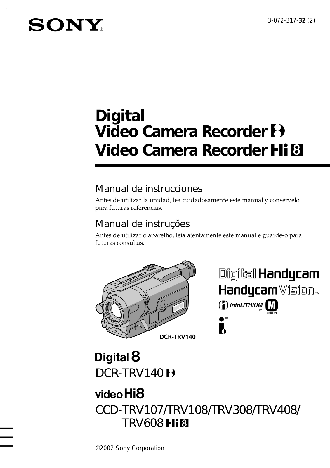 Sony DCRTRV140, CCDTRV608, CCDTRV408, CCDTRV308, CCDTRV108 User Manual