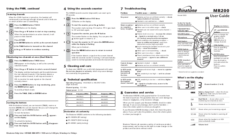 Binatone MR200 User Manual