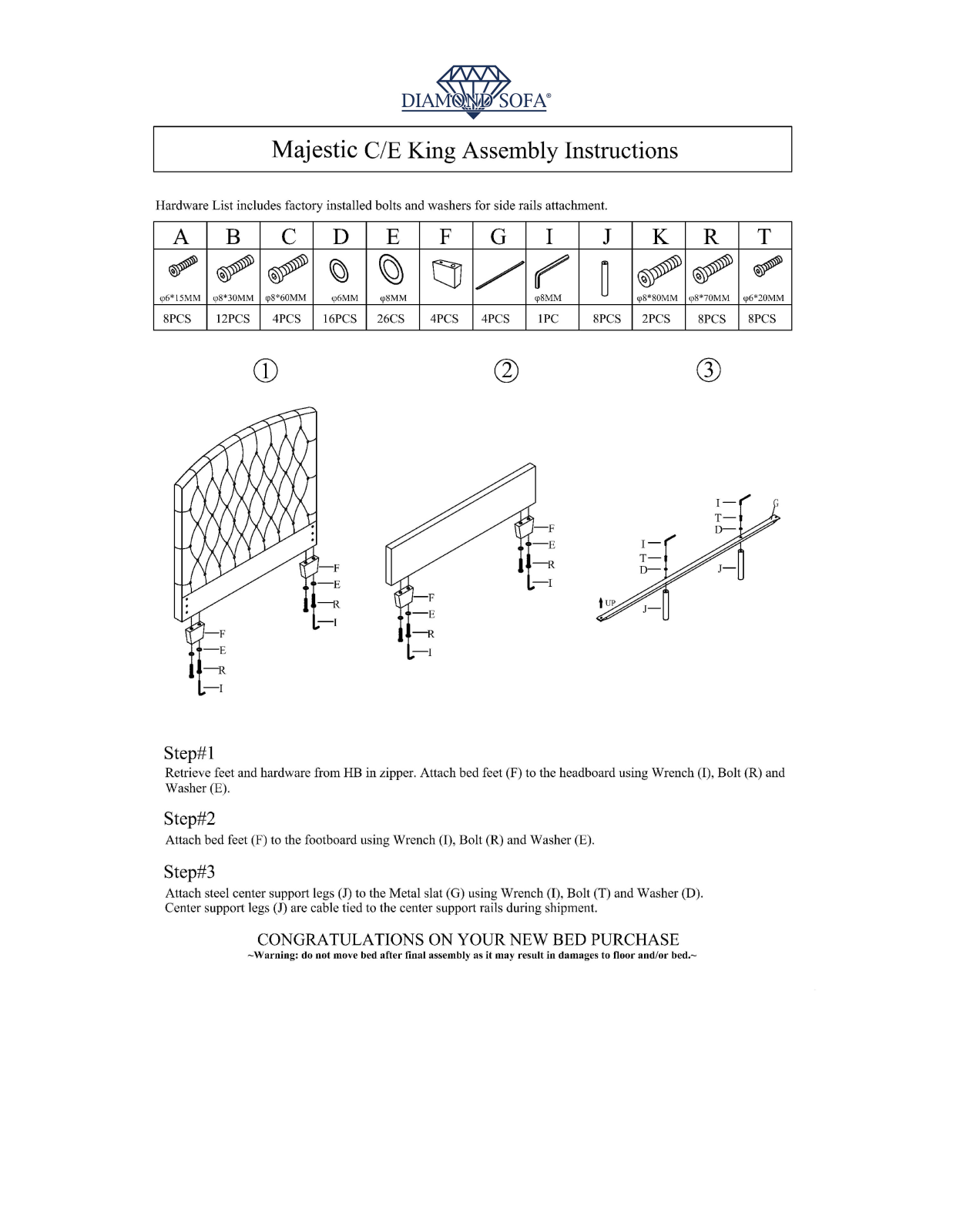 Diamond Sofa MAJESTICEKBEDTN Assembly Guide - ManualMachine.com