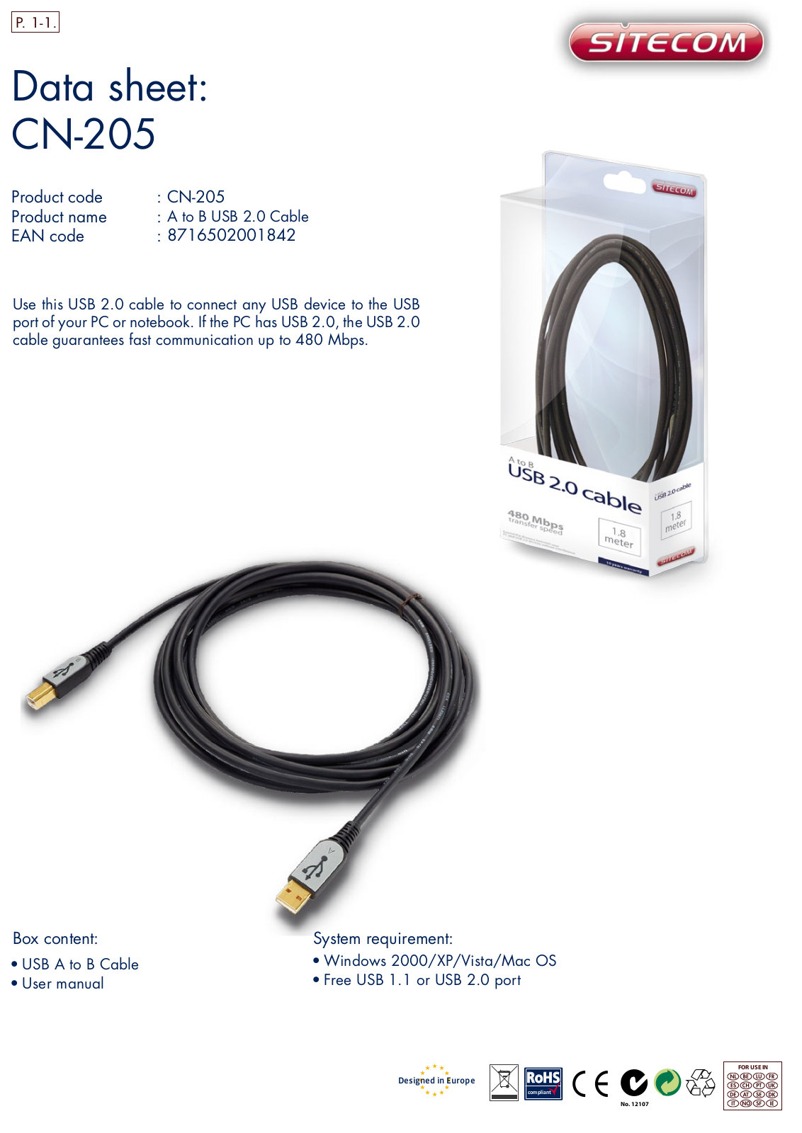 Sitecom CN-205 DATASHEET - ManualMachine.com