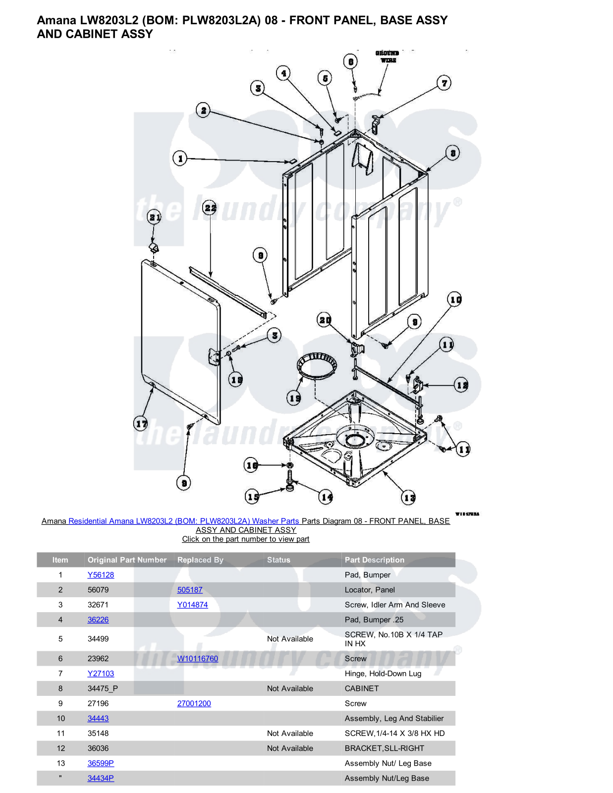 Amana LW8203L2 Parts Diagram