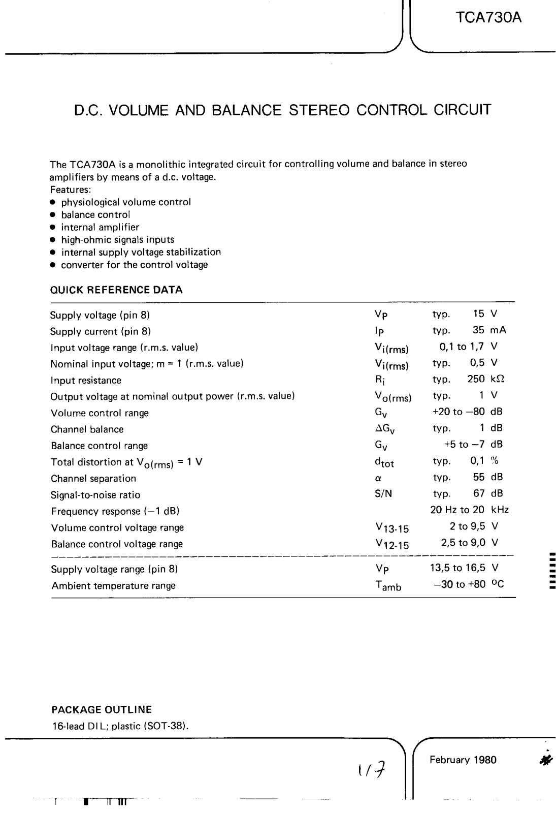 Datasheet TCA730 Specification - ManualMachine.com