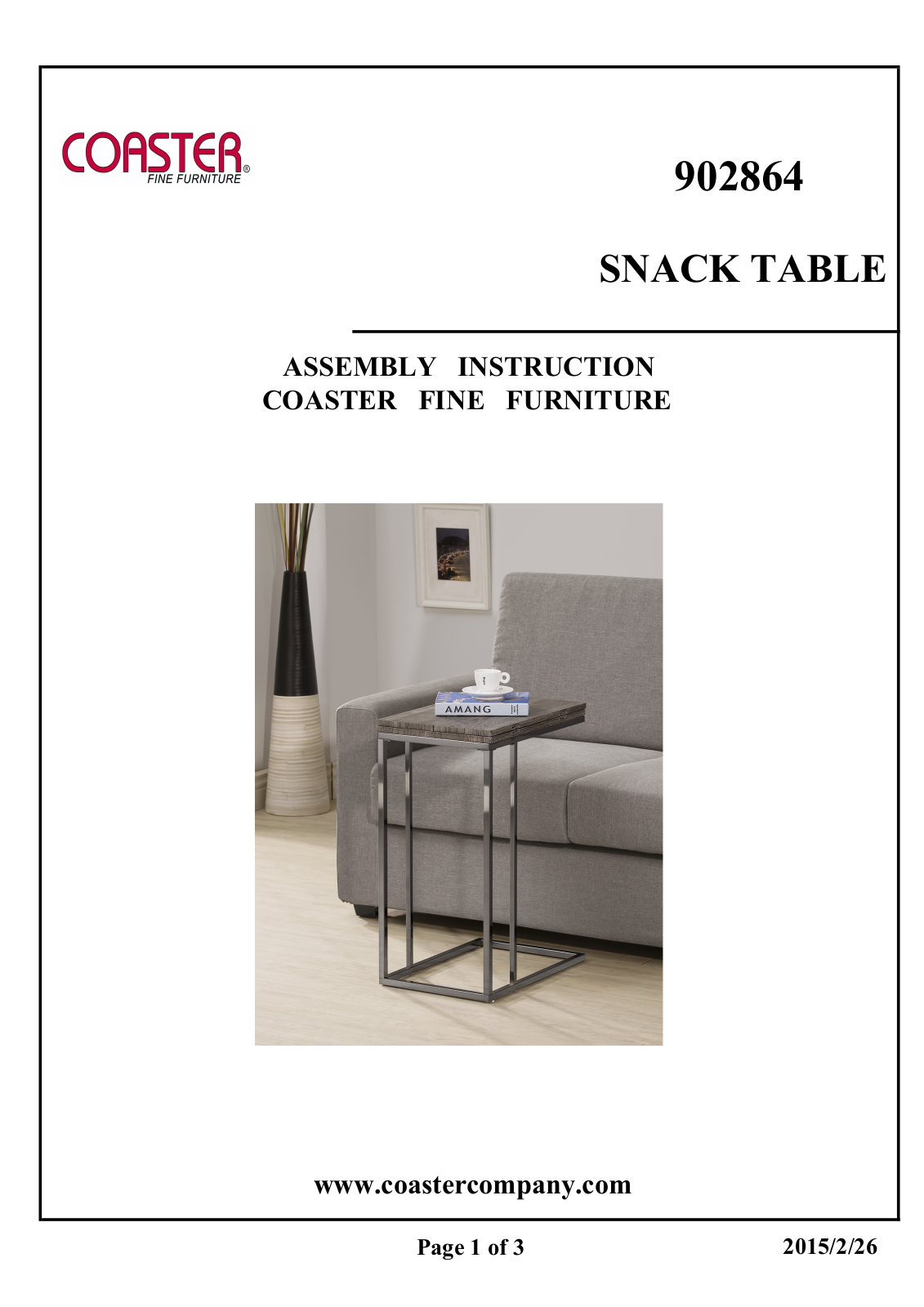 Coaster 902864 Assembly Guide - ManualMachine.com