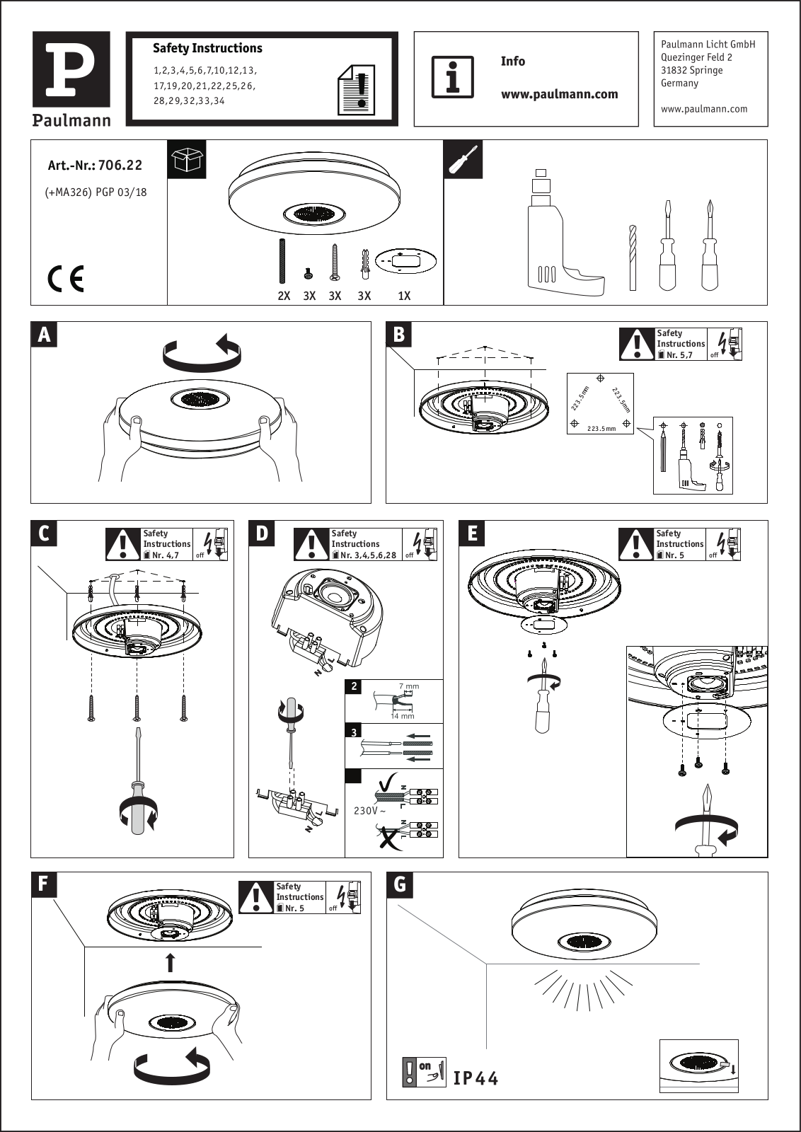 Paulmann 70622 Safety instructions - ManualMachine.com