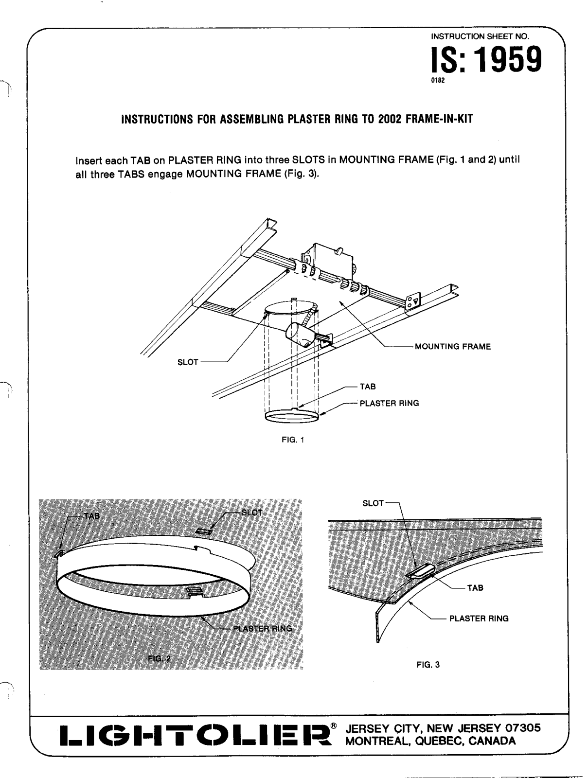 Lightolier IS-1959 User Manual