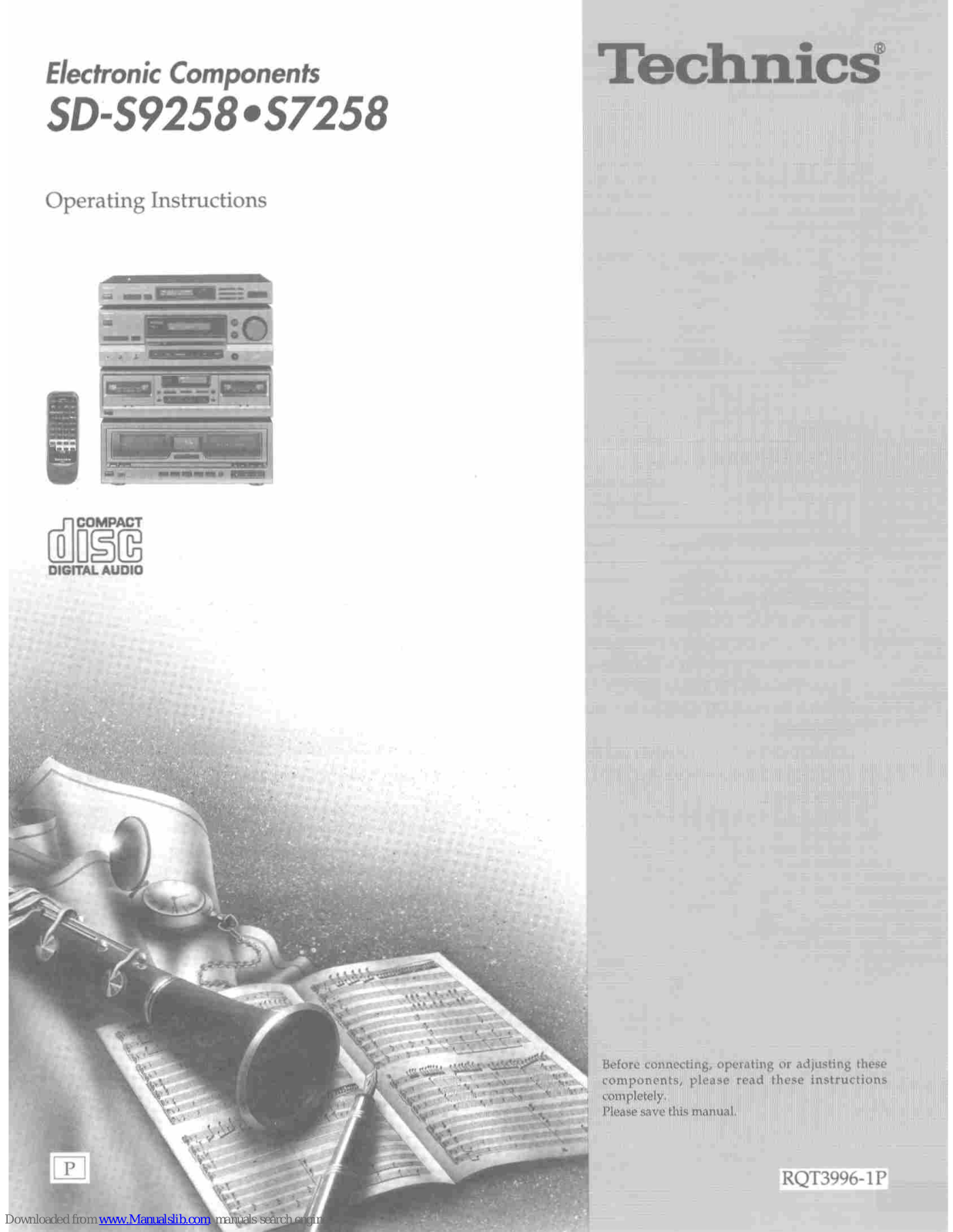 Technics SD-S7258, SD-S9258 Operating Instructions Manual