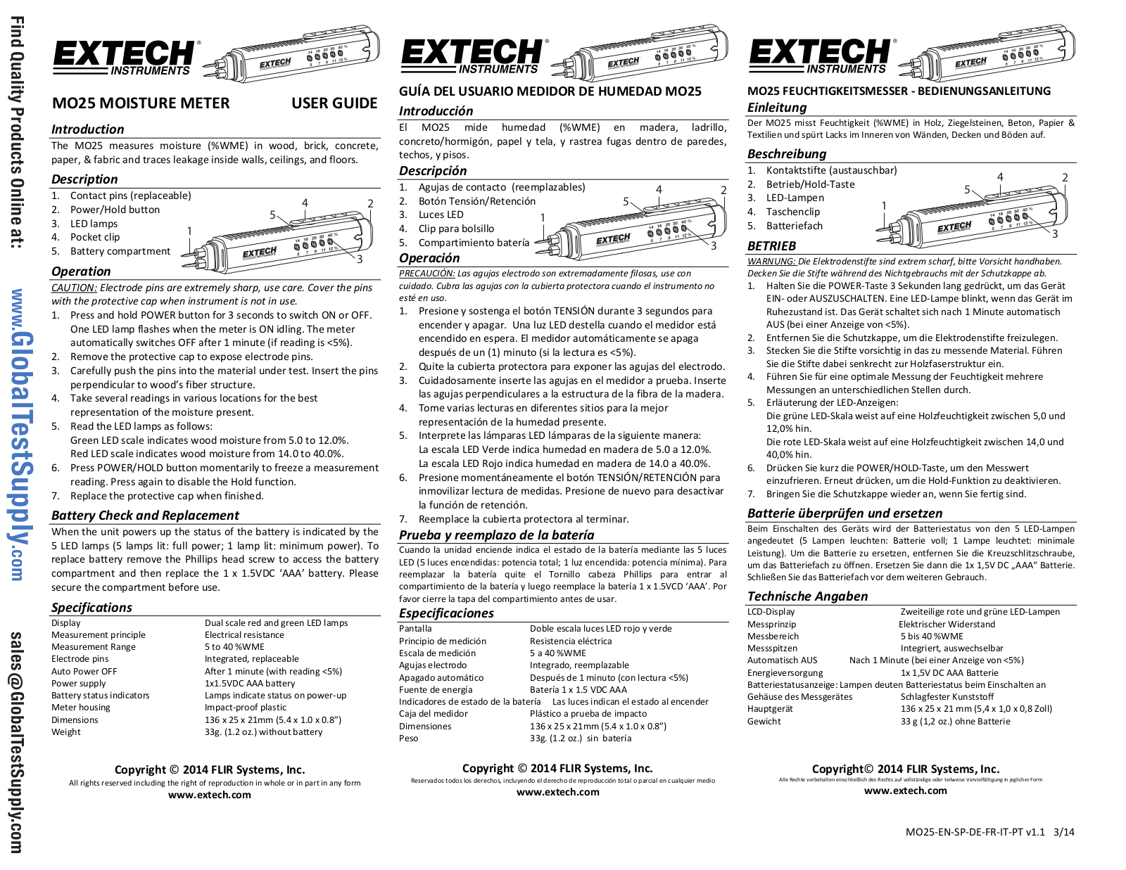Extech Instruments MO25 User manual