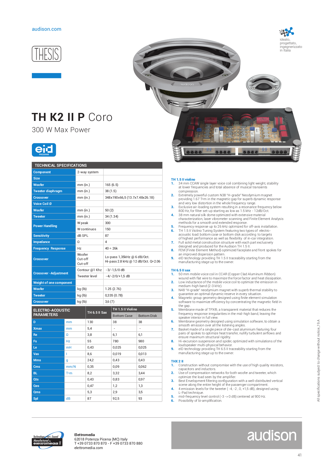 Audison TH K2 II P Coro User Manual