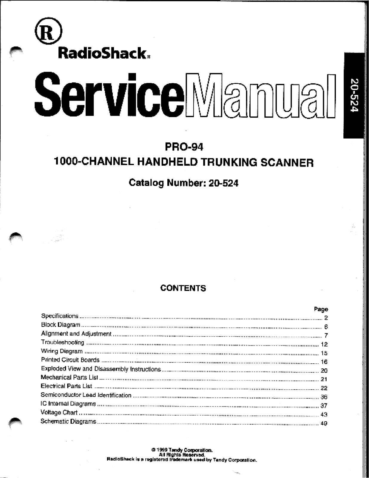 RadioShack PRO-94 Service Manual