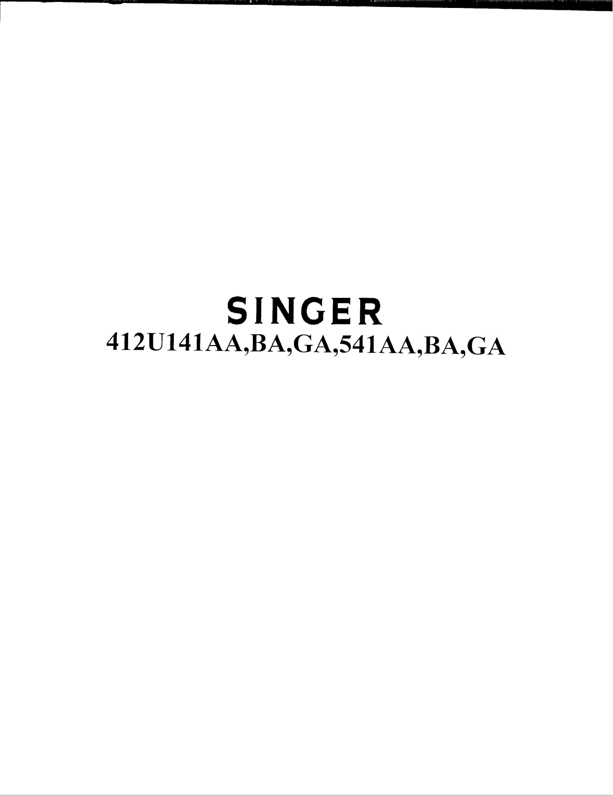 Singer 412U141AA, 412U141BA, 412U141GA, 412U541AA, 412U541BA Manual